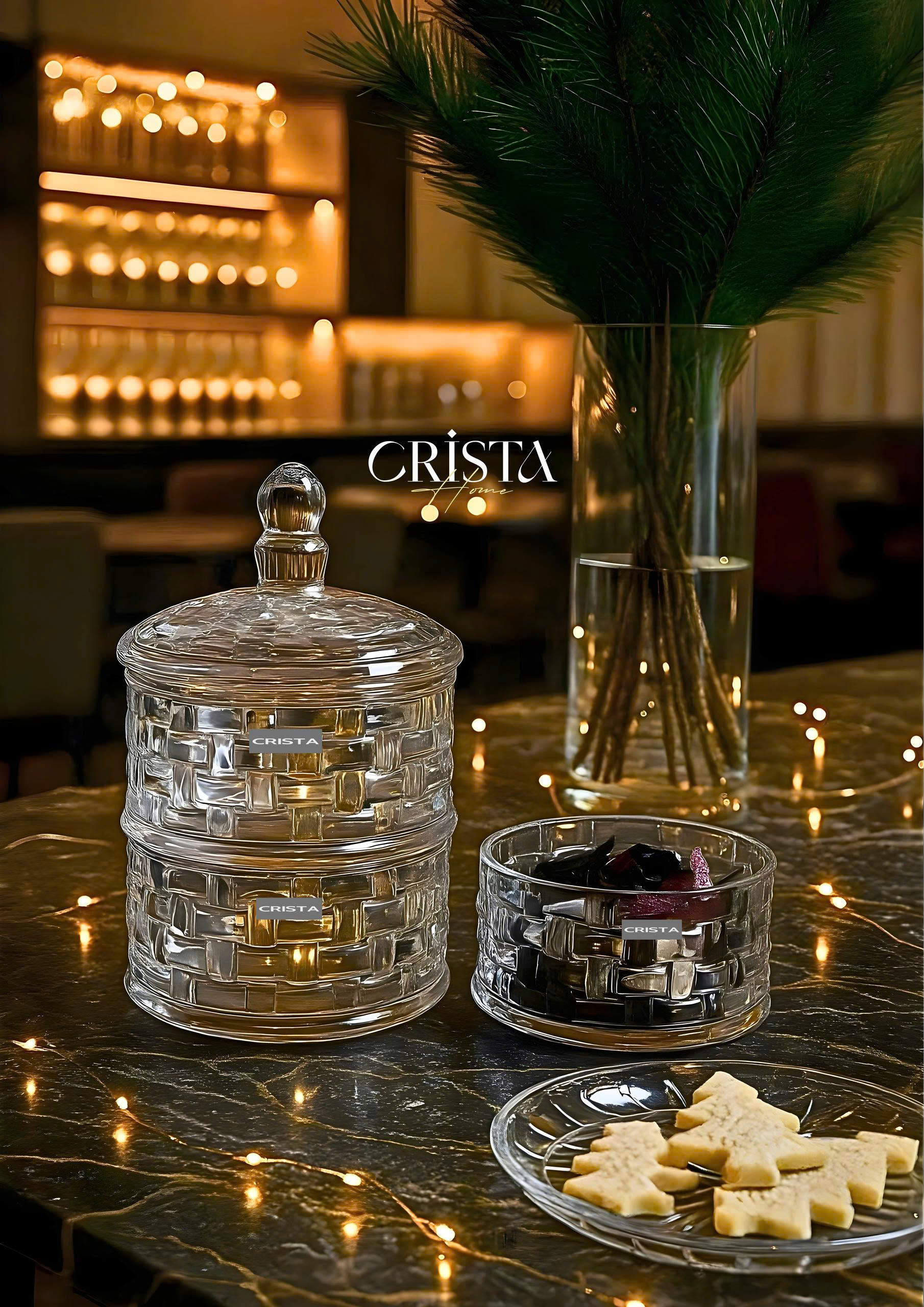 Hũ đựng mứt 3 tầng CRISTA HOME vân caro_thumbnail_2