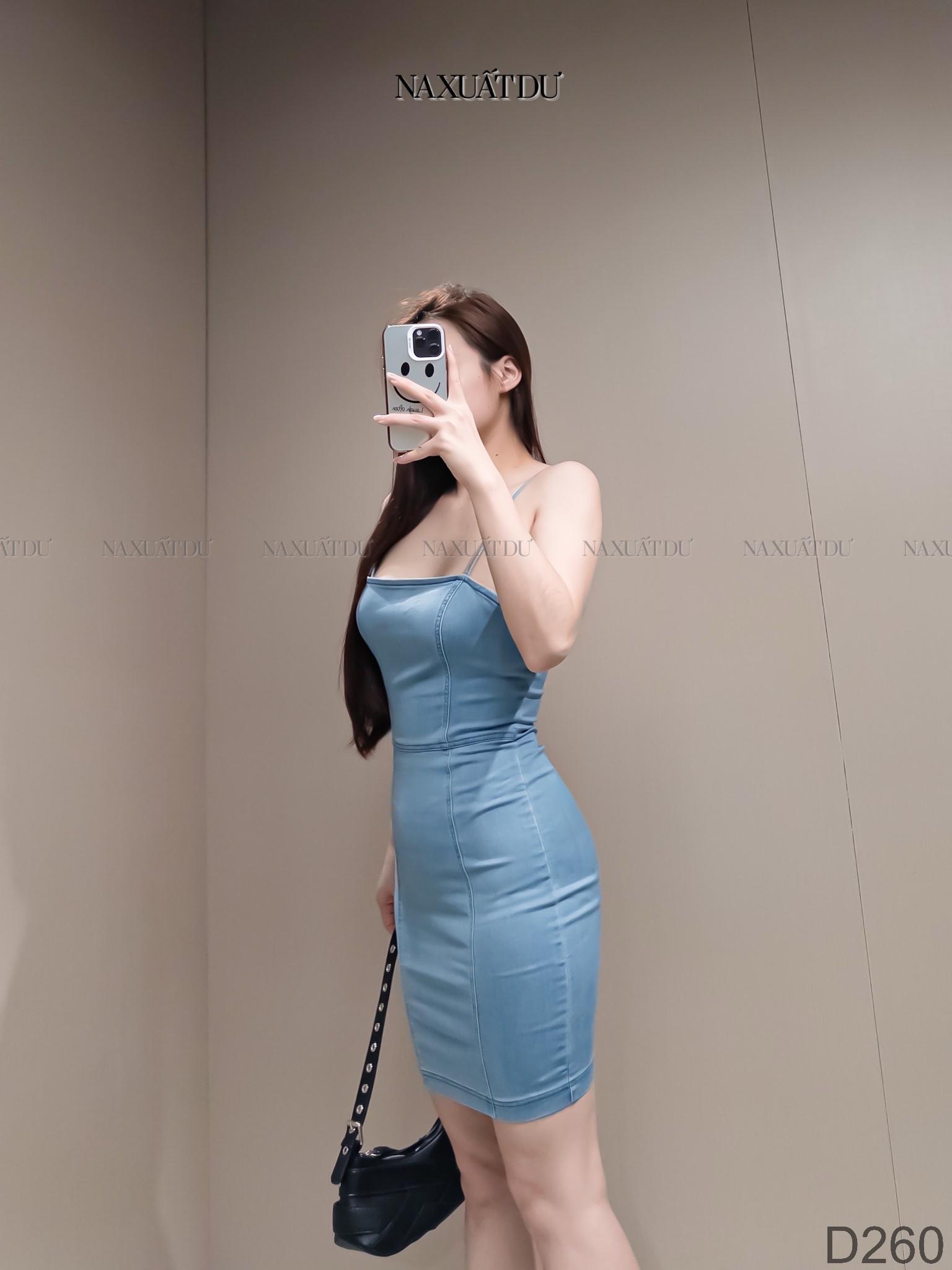 Đầm jean 2 dây 