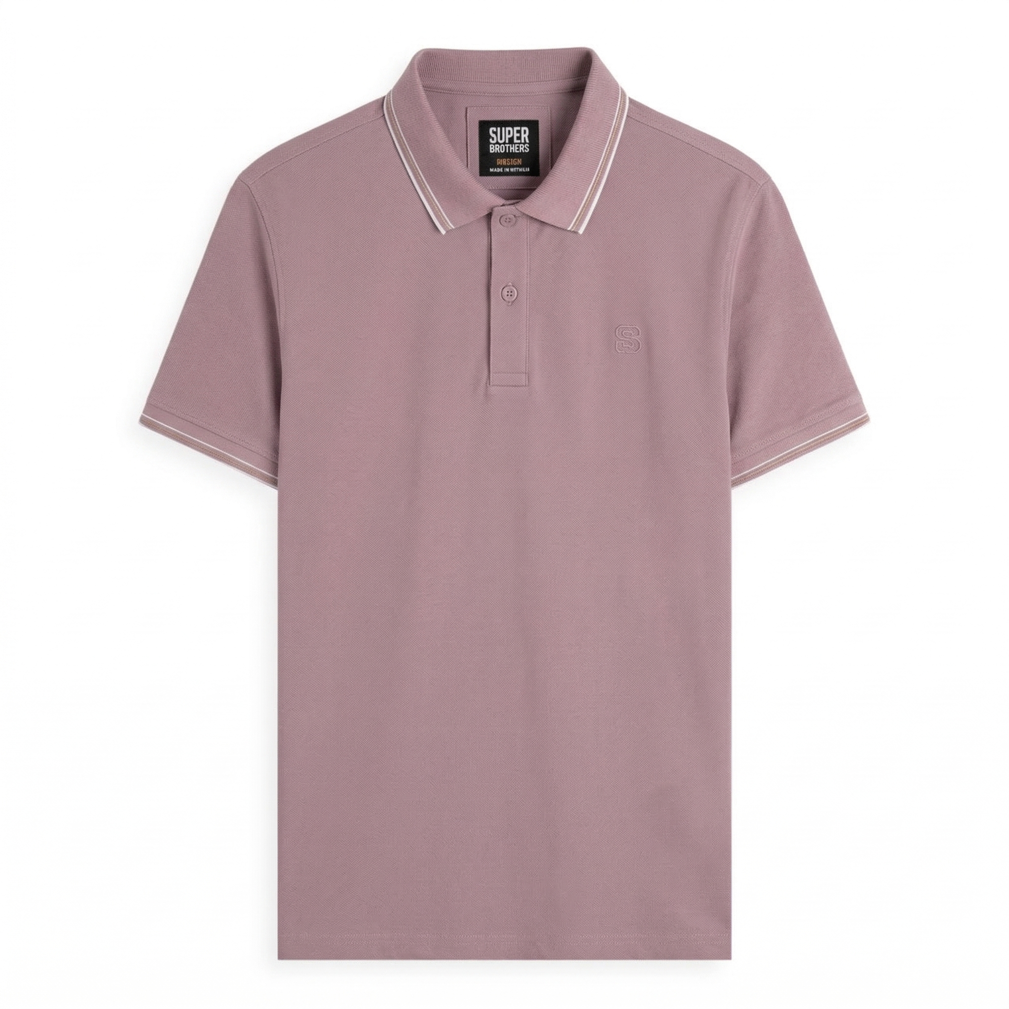 Áo Polo Super Brother Cotton Cá Sấu Logo Thêu Màu Hồng Nâu