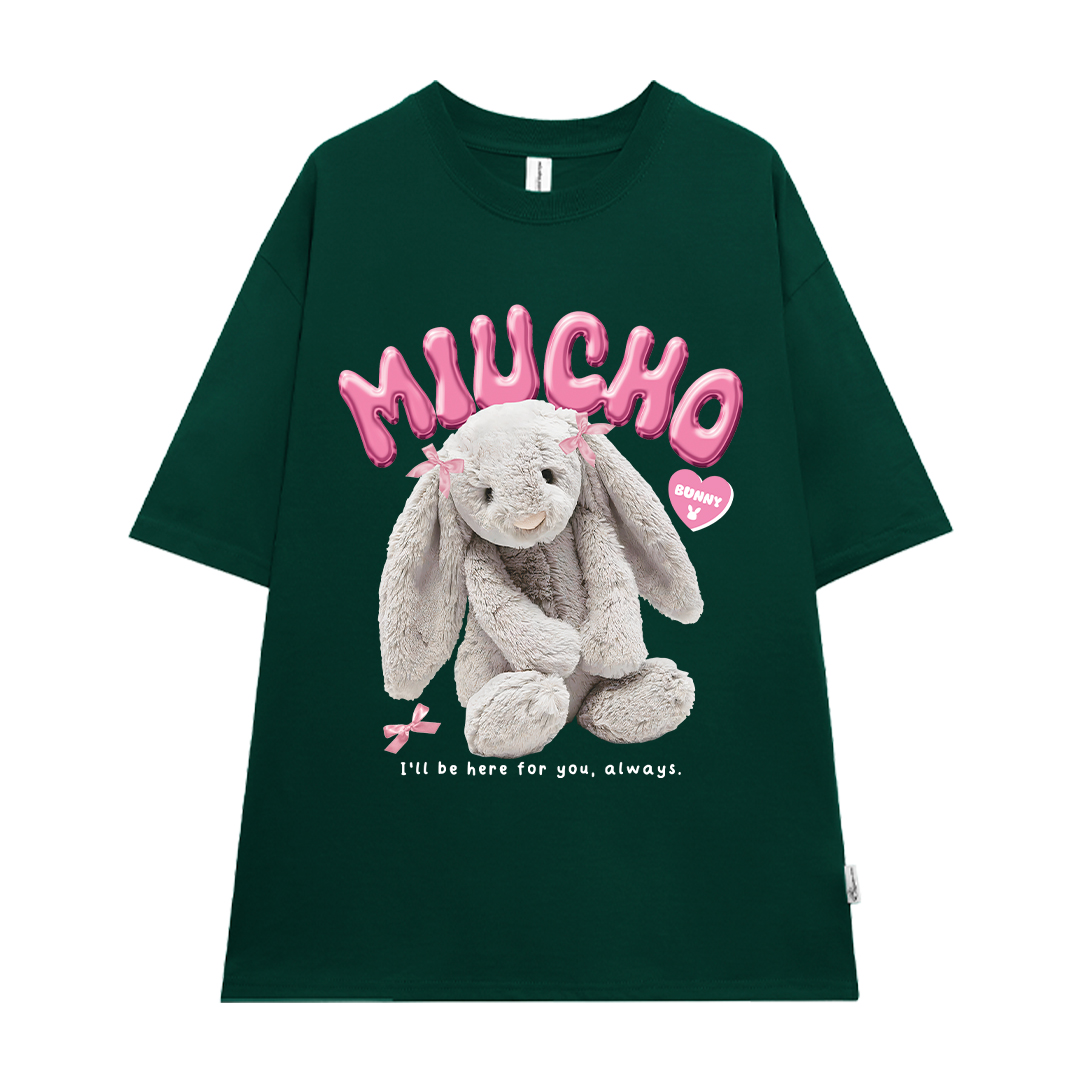 Áo thun thỏ Bunny form rộng local brand ATD1248 Miucho tay ngắn vải cotton co giản cổ tròn in mix_thumbnail_9