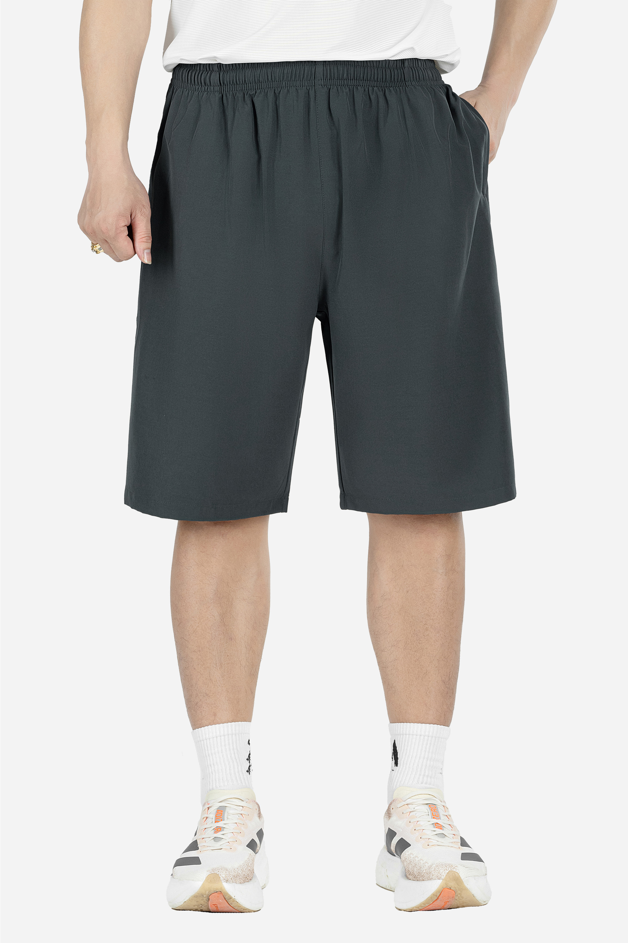 Quần Soọc Gió Exdry Nam Trung Niên ANCHI Dáng Suông Dài Qua Gối Màu Ghi Đậm