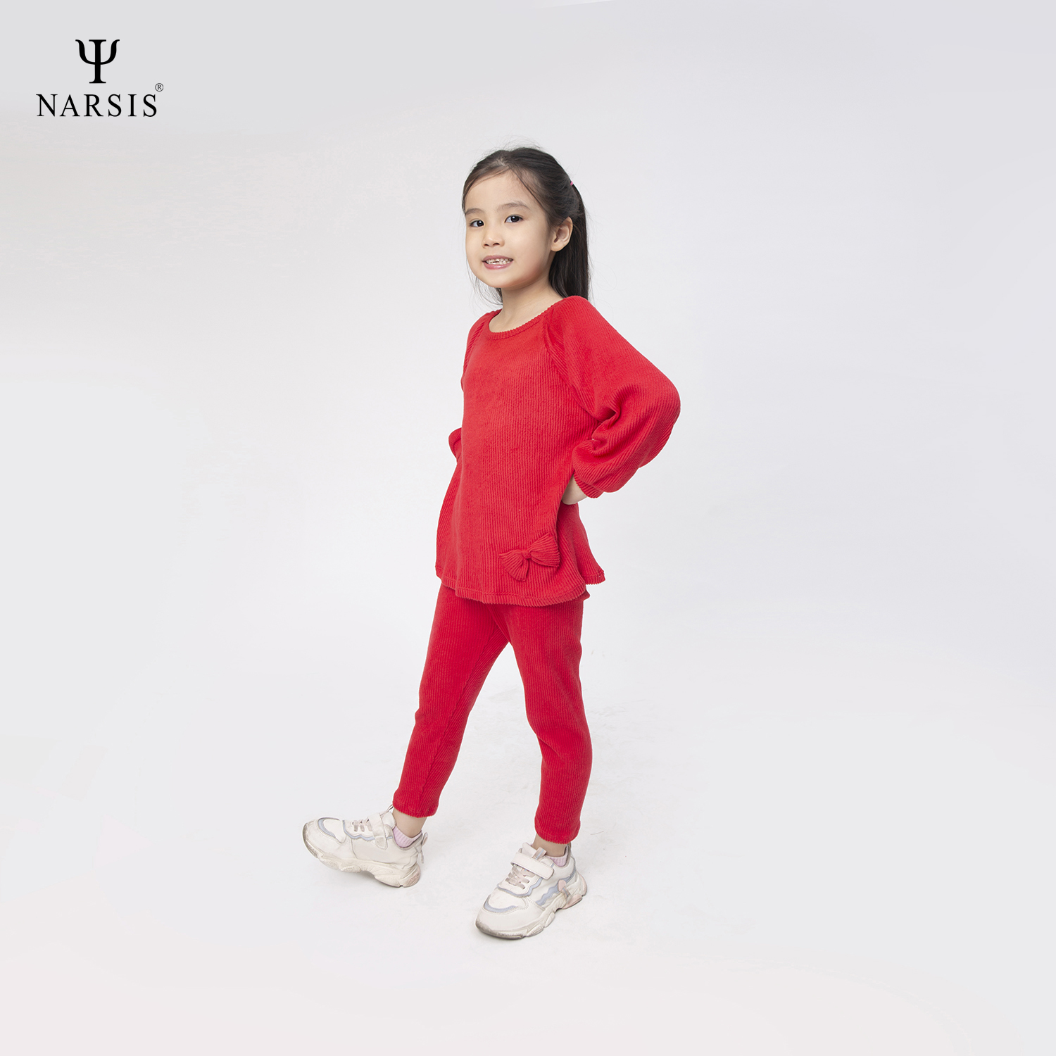 BỘ THU ĐÔNG BÉ GÁI KM0052 NARSIS VẢI LEN COTTON ẤM ÁP, THOÁNG MÁT, GIỮ ẤM TỐT, MỀM MẠI