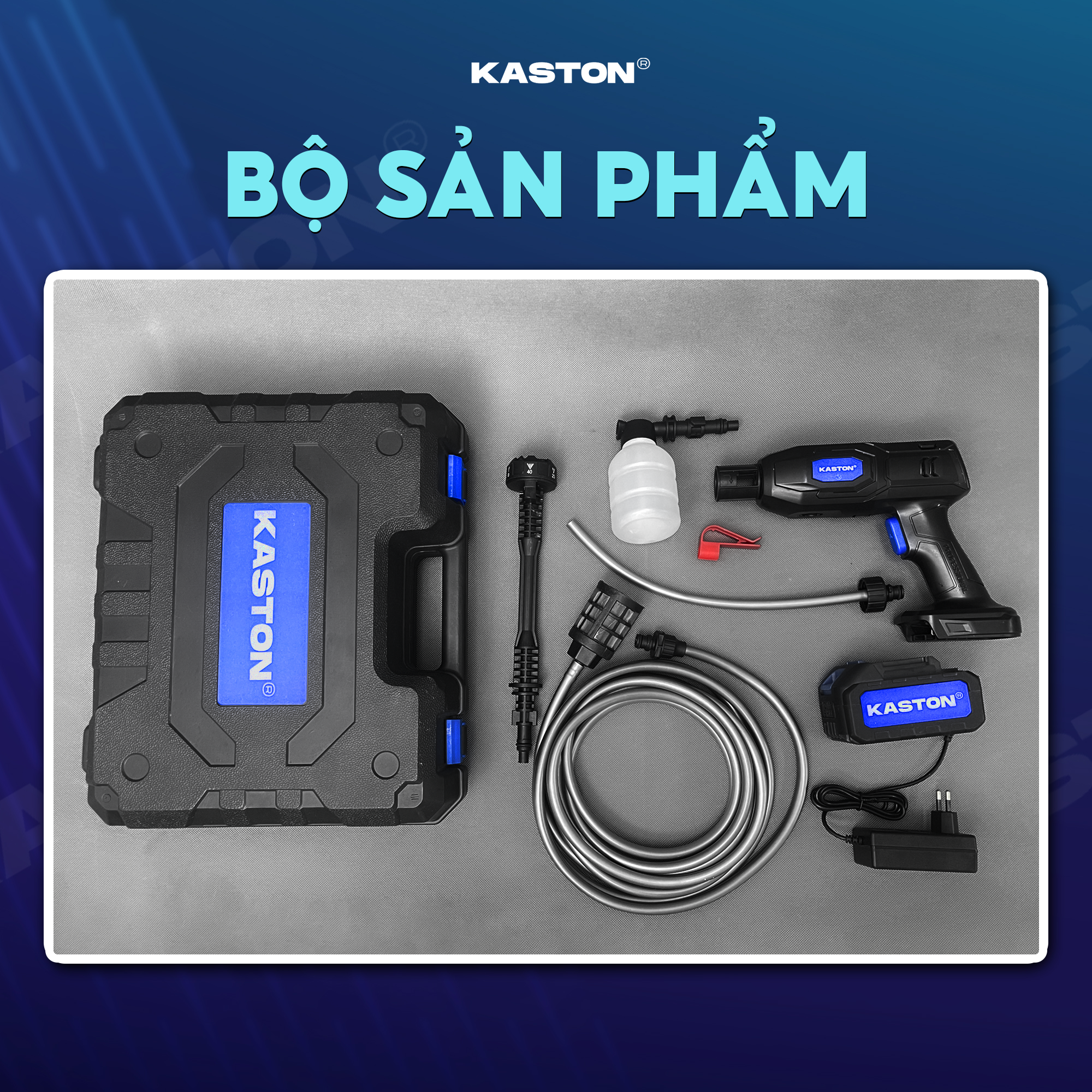 Máy rửa xe pin cao cấp Kaston - R8 - Kèm pin, nhỏ gọn mạnh mẽ - Động cơ công nghệ Đức bền bỉ vượt trội._thumbnail_2