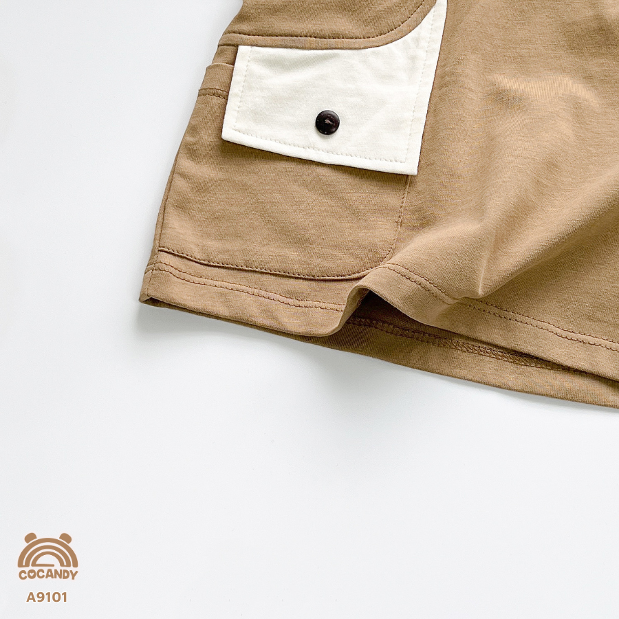 Áo cộc NÂU vạt sườn be 1 cúc_thumbnail_5