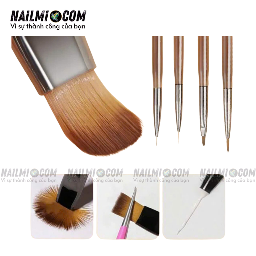 Set cọ mix kiểu - vẽ móng - 9 cái - cán nhựa