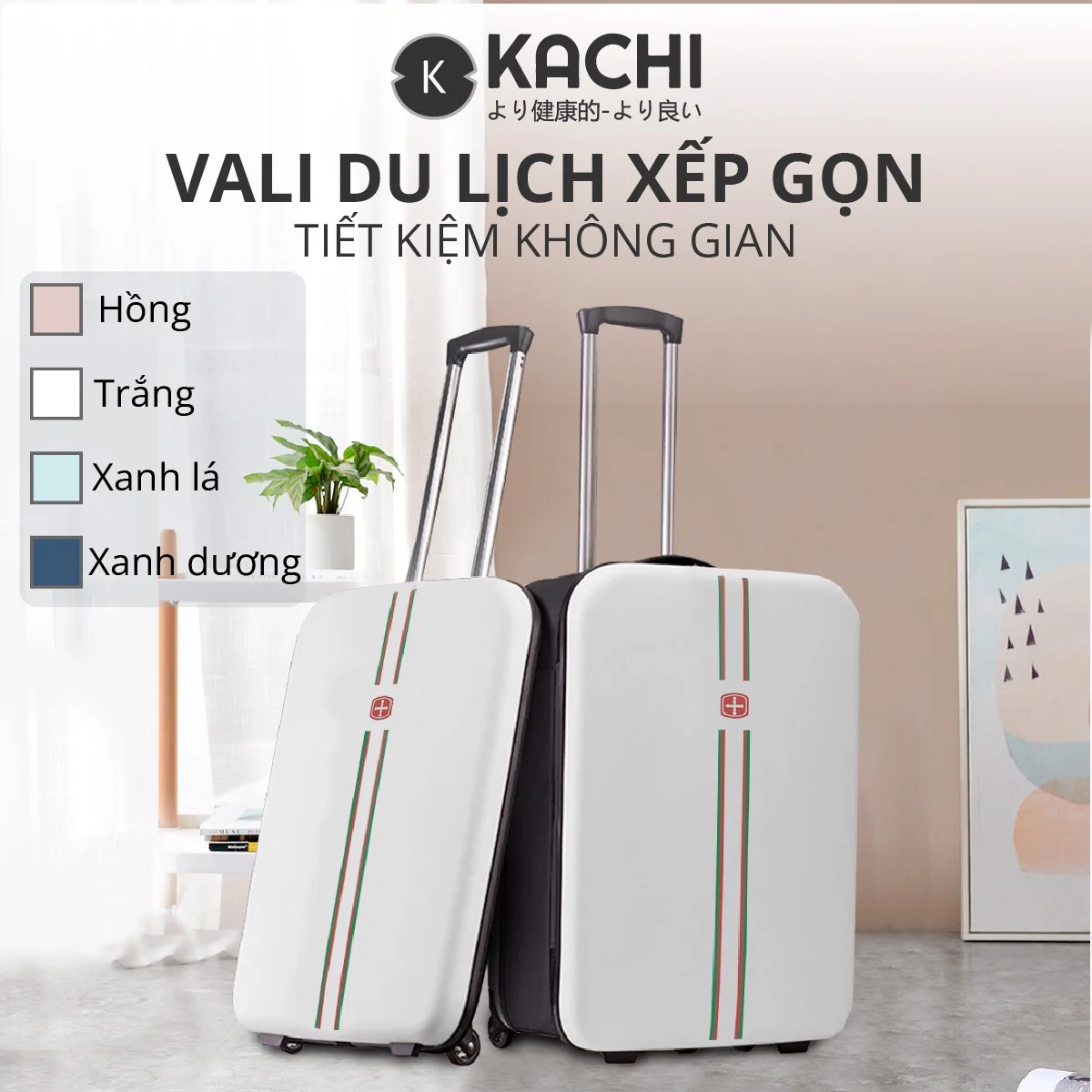 Vali du lịch xếp gọn tiết kiệm không gian Kachi MK355/MK356 size 20