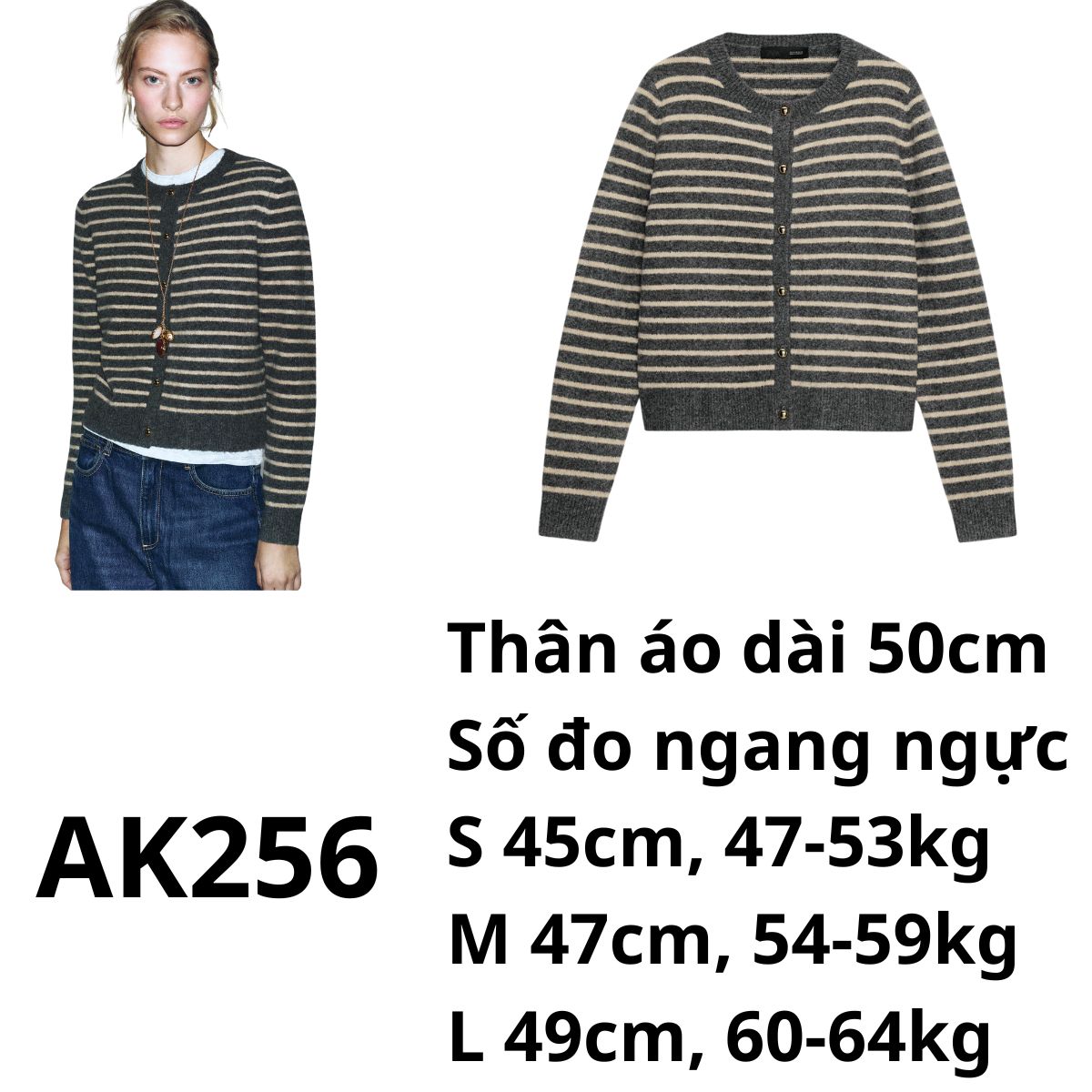 AK256 - ÁO KHOÁC LEN SỌC