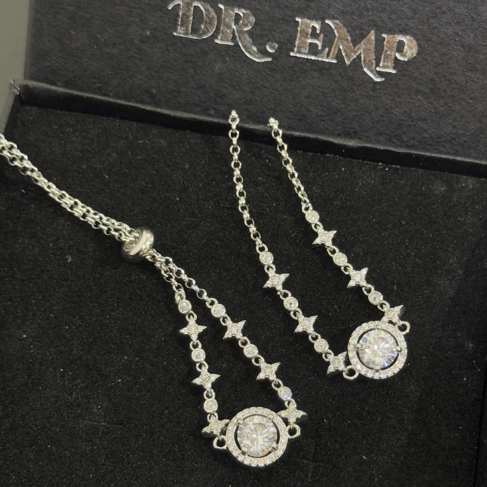 vòng tay bạc xi bạch kim kim cương trắng trụ tròn đính ngôi sao bốn cánh dây rút_thumbnail_2