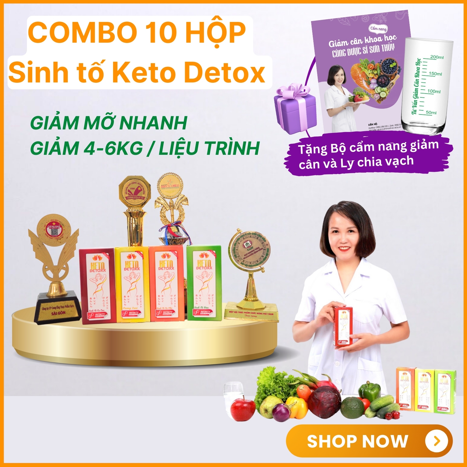 Combo 10 hộp Keto Detox - TẶNG 1 HỘP 🎁 🎈