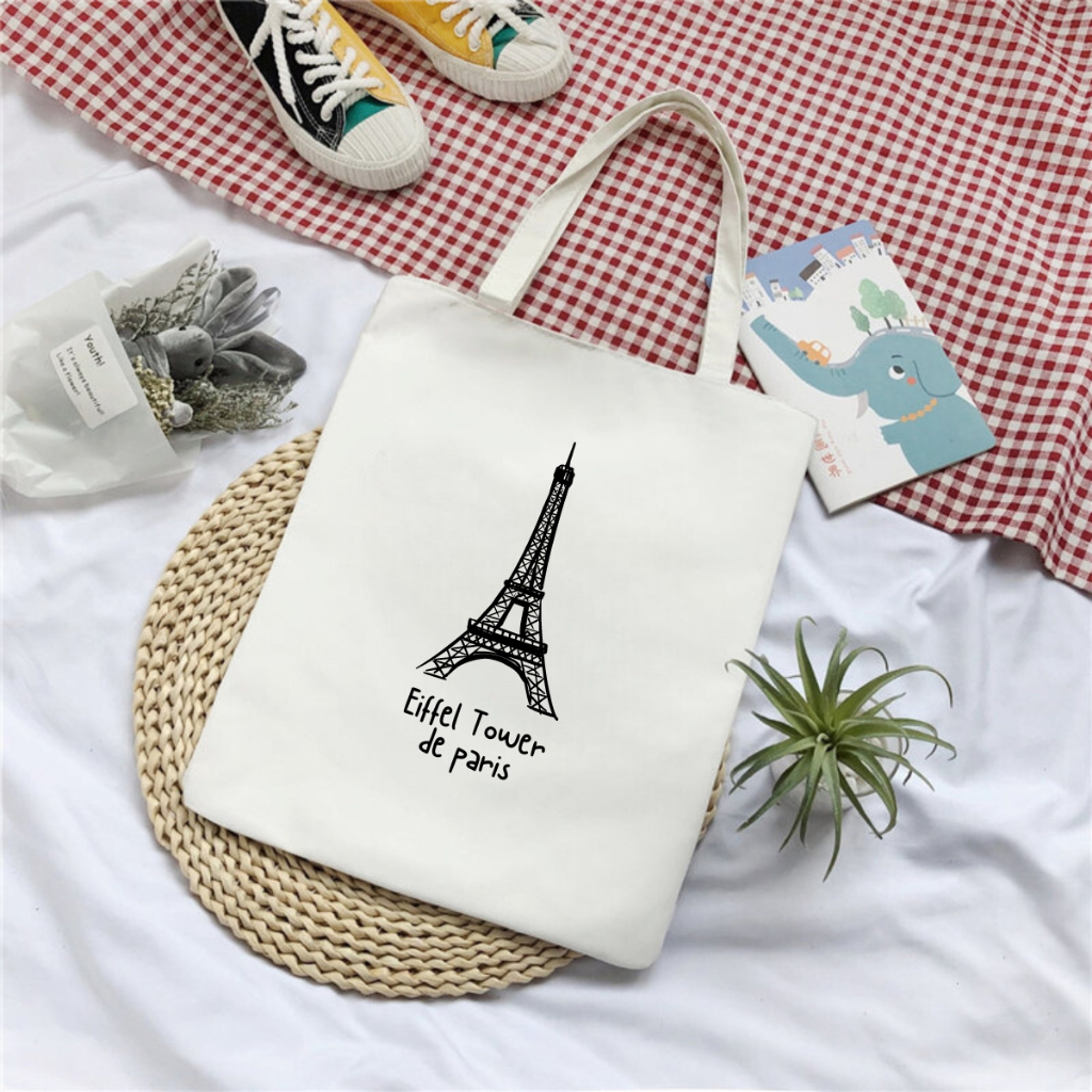 Túi tote phong cách Hàn Quốc in hình - Túi vải canvas có túi phụ kích thước 33x37cm đựng vừa A4 và laptop - TOTE07_thumbnail_2