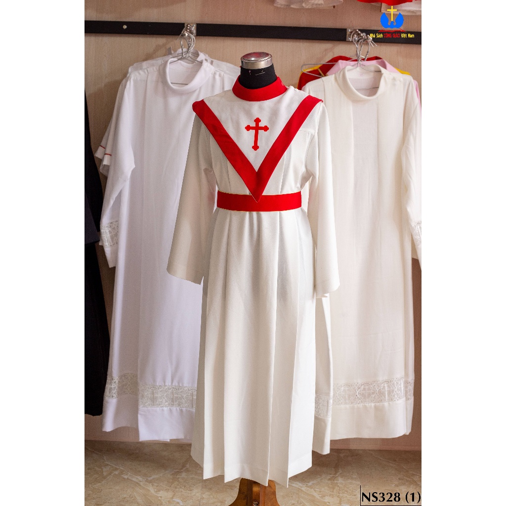 Mẫu Yếm Ca Đoàn vải cat có cổ - Đồng Phục Công Giáo Đẹp cho các giáo xứ, giáo họ_thumbnail_3