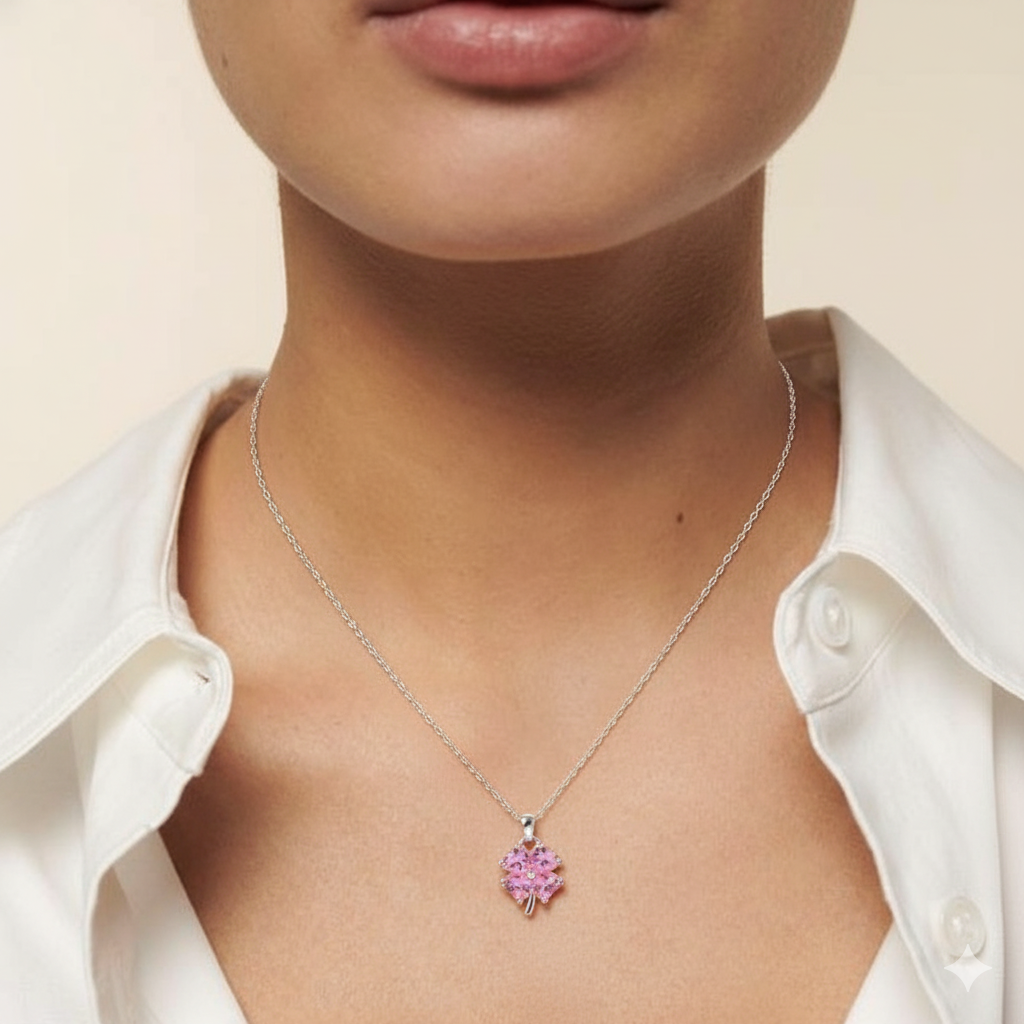 Dây chuyền bạc nữ Shee Jewelry 925 cỏ bốn lá đá tim cao cấp – phụ kiện may mắn, tôn da, quà tặng ý nghĩa DC003_thumbnail_2