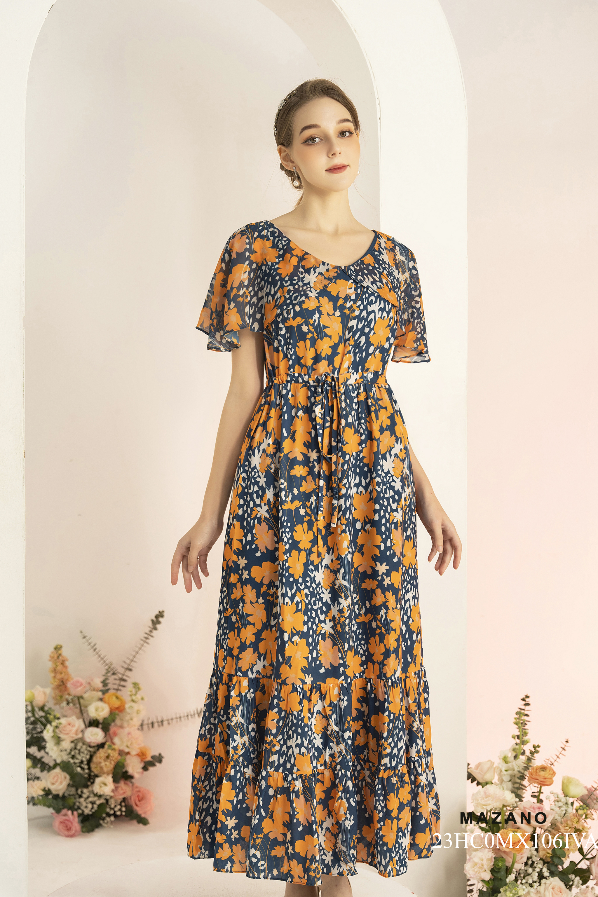 Đầm Maxi vải voan hoạ tiết hoa cánh tiên_thumbnail_0