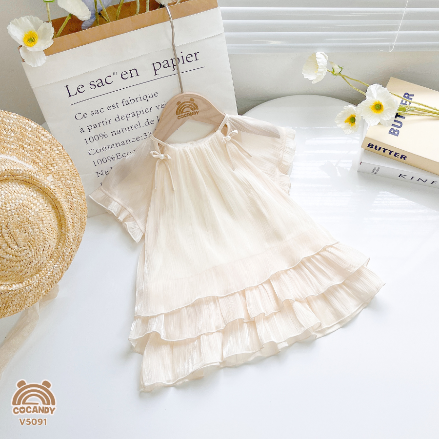 Váy cộc tơ BE vai đính ngọc