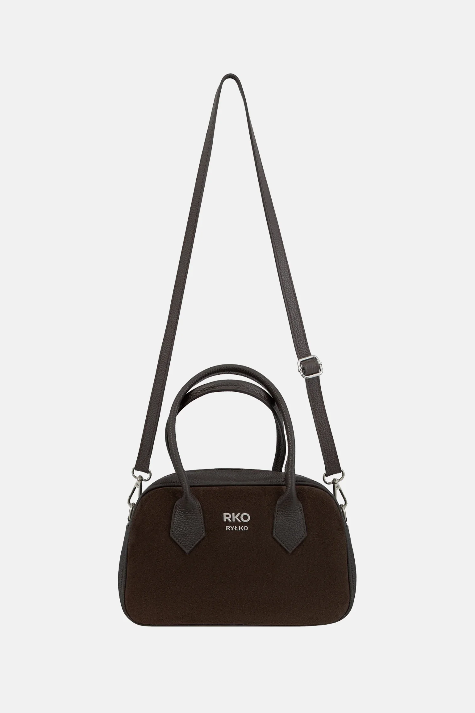 Small Brown Suede Bowling Bag