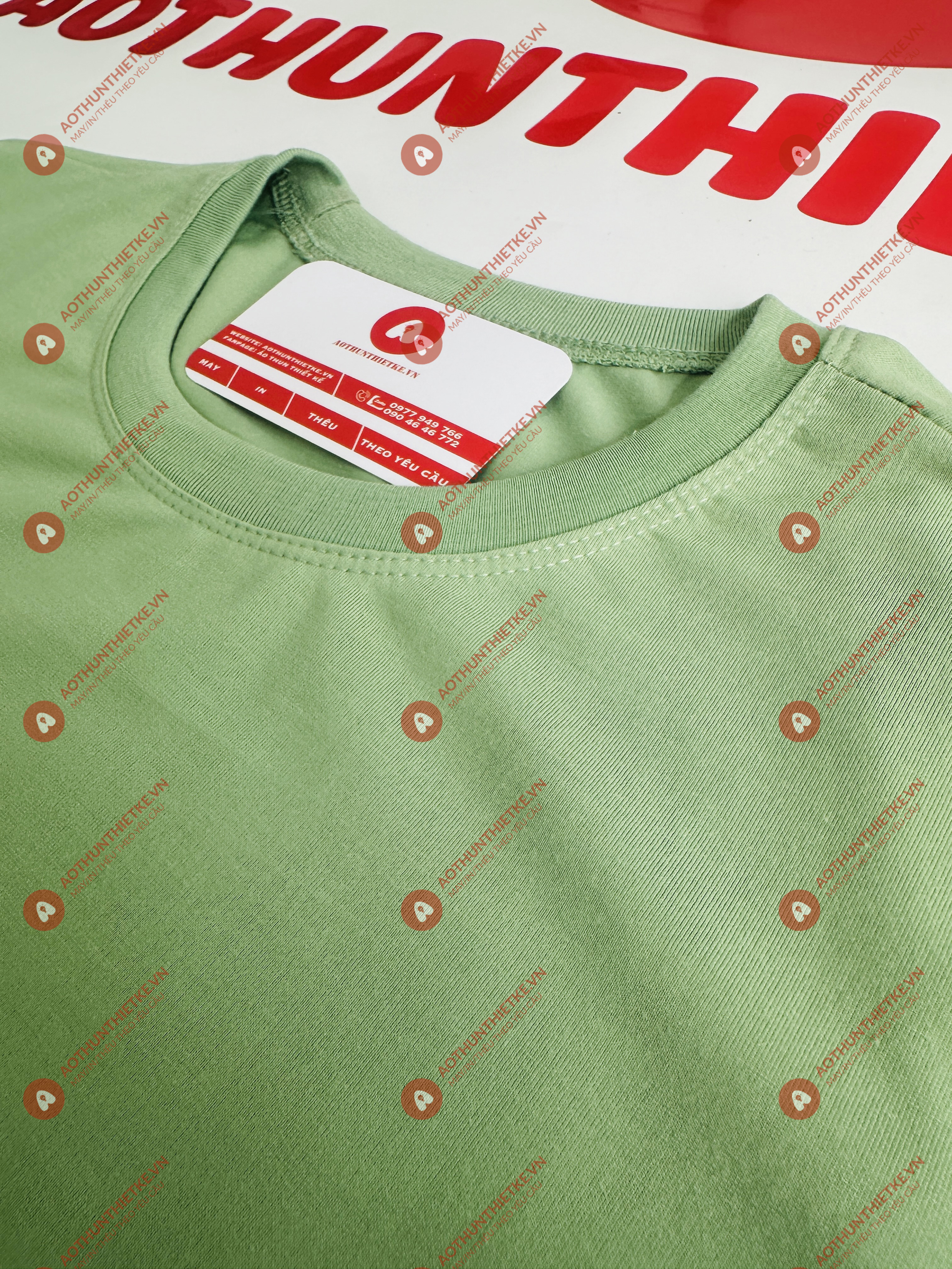 Áo Đồng Phục Cổ Tròn Xanh Lính