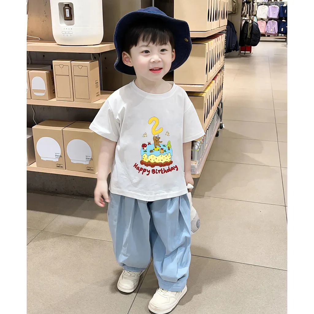 Áo thun cho bé sinh nhật 2 tuổi form rộng 2572 Miucho Kid vải cotton mềm mại thoáng mát thấm hút mồ hôi_thumbnail_3