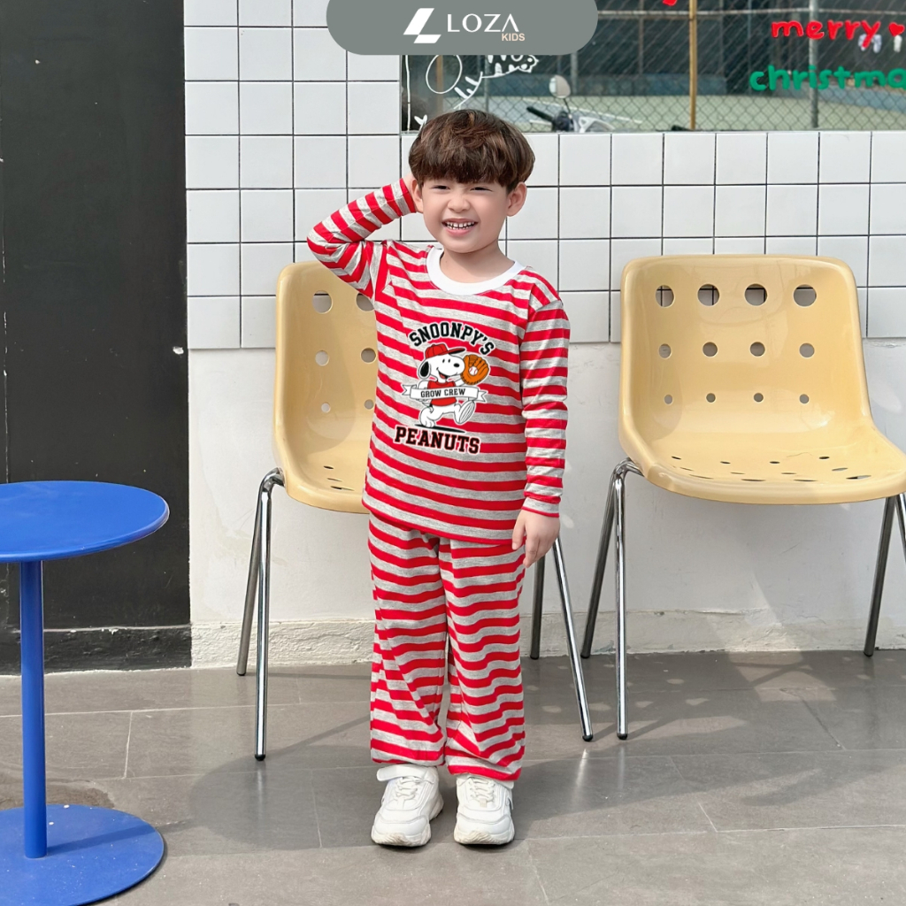 Bộ Thu - Đông kẻ bé trai in hình Snoopy Peanuts - Loza Kids TK551_thumbnail_6