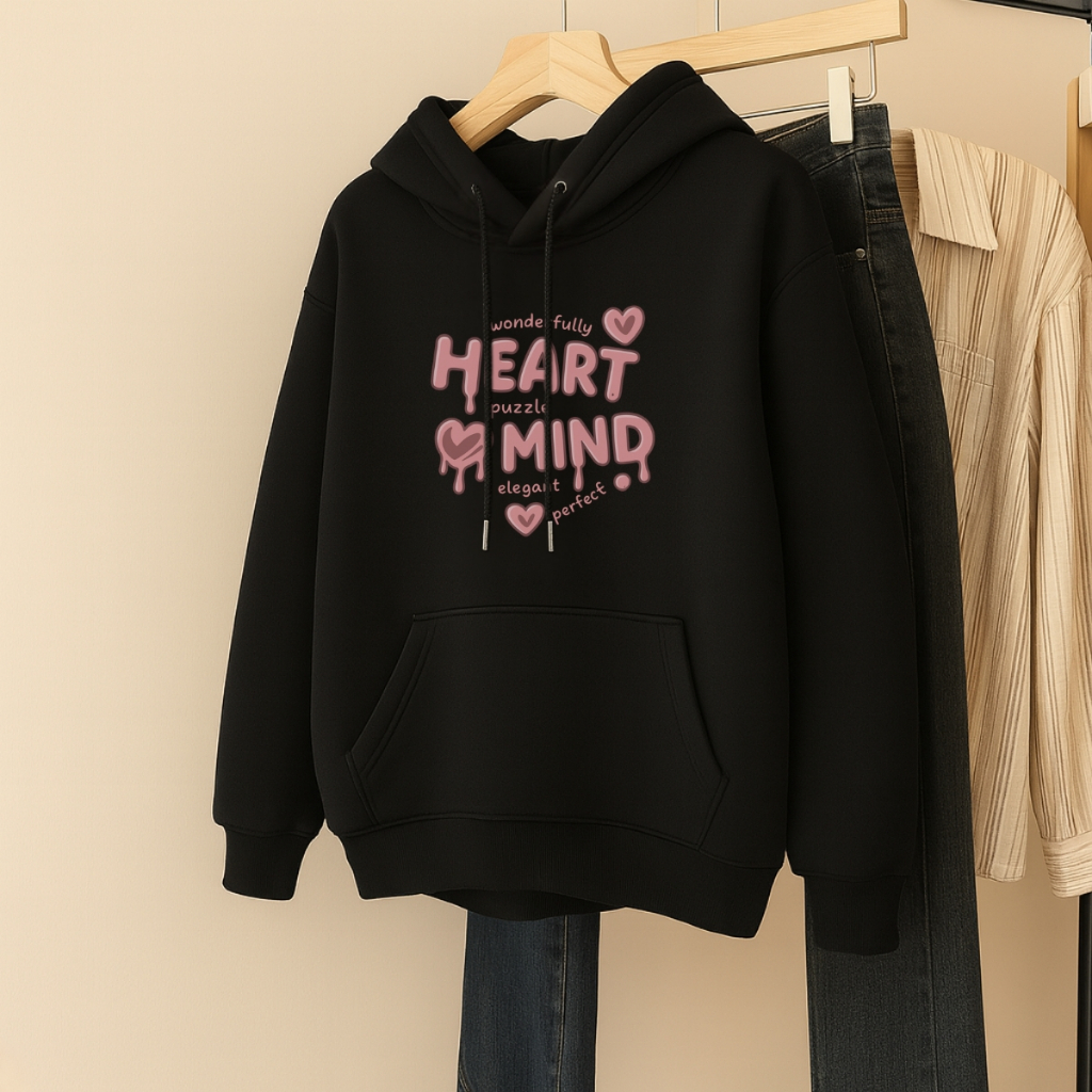 [Form Rộng] Áo hoodie nữ in chữ "Heart mind"  - Loza NM8398
