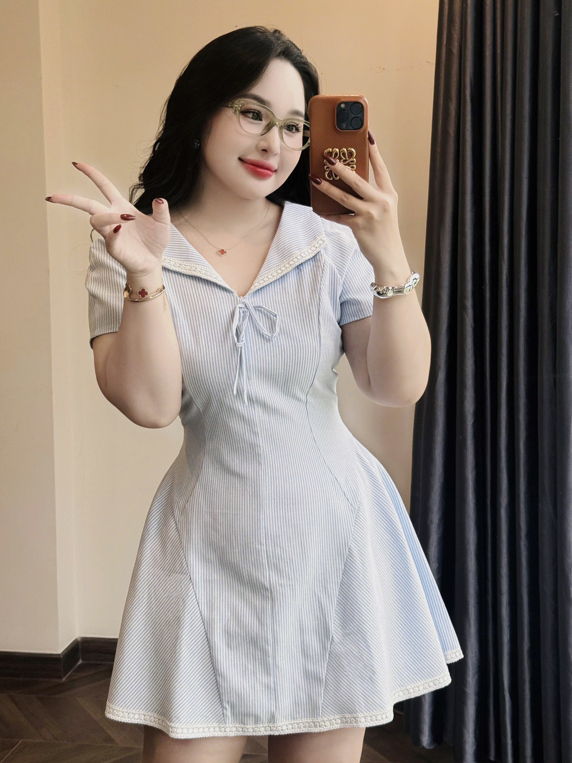 Đầm cổ phối ren kiểu bigsize DA173 dành cho nàng từ 55-95kg_thumbnail_5