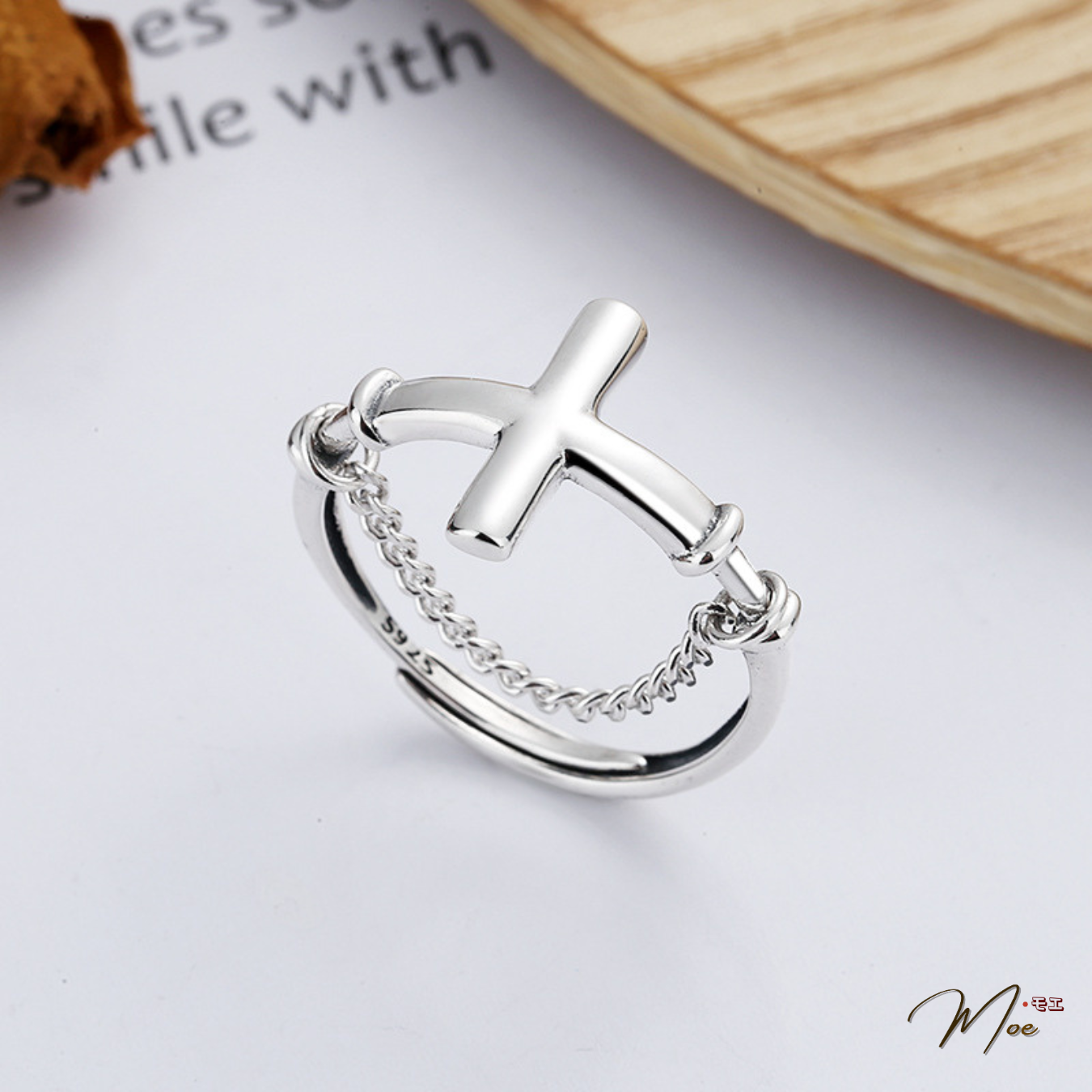 N159 - Nhẫn thánh giá dây xích unisex freesize