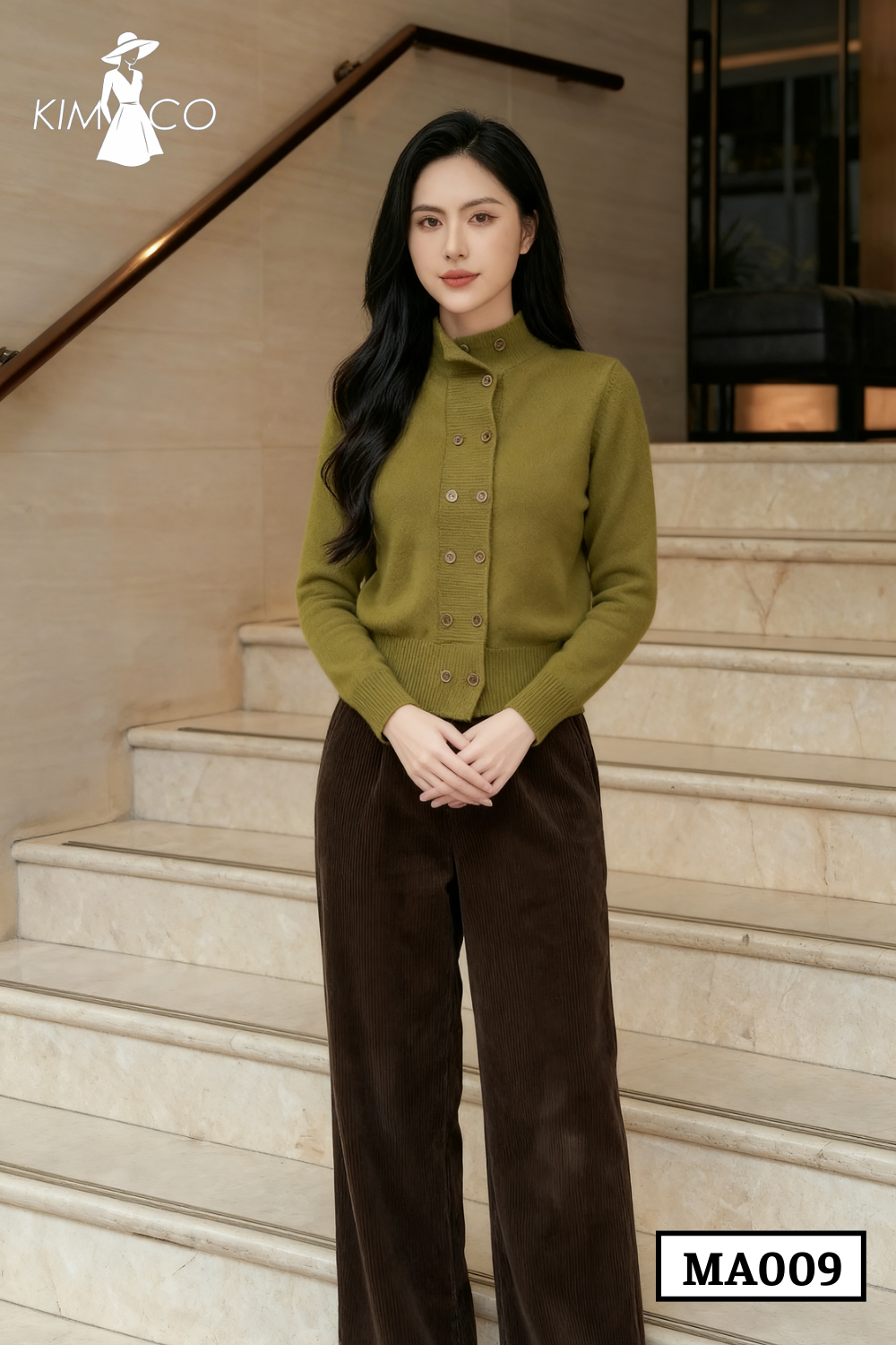 Áo Len Cổ Trụ Nút Đôi Xanh Rêu - MA009_thumbnail_1