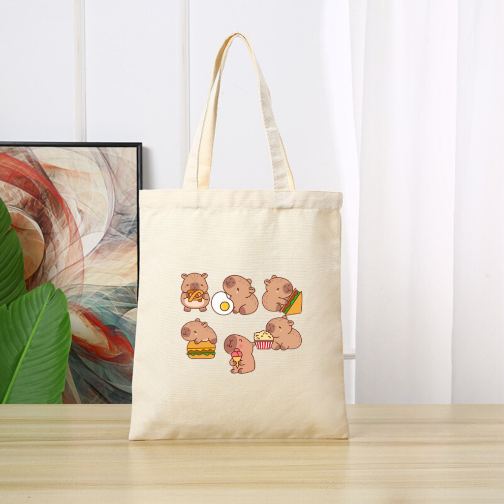 Túi tote vải canvas hình Gấu, Capybara có khoá kéo và ngăn phụ, đi học đi chơi - 𝐖𝐞 𝐓𝐞𝐞 TOTE02_thumbnail_19