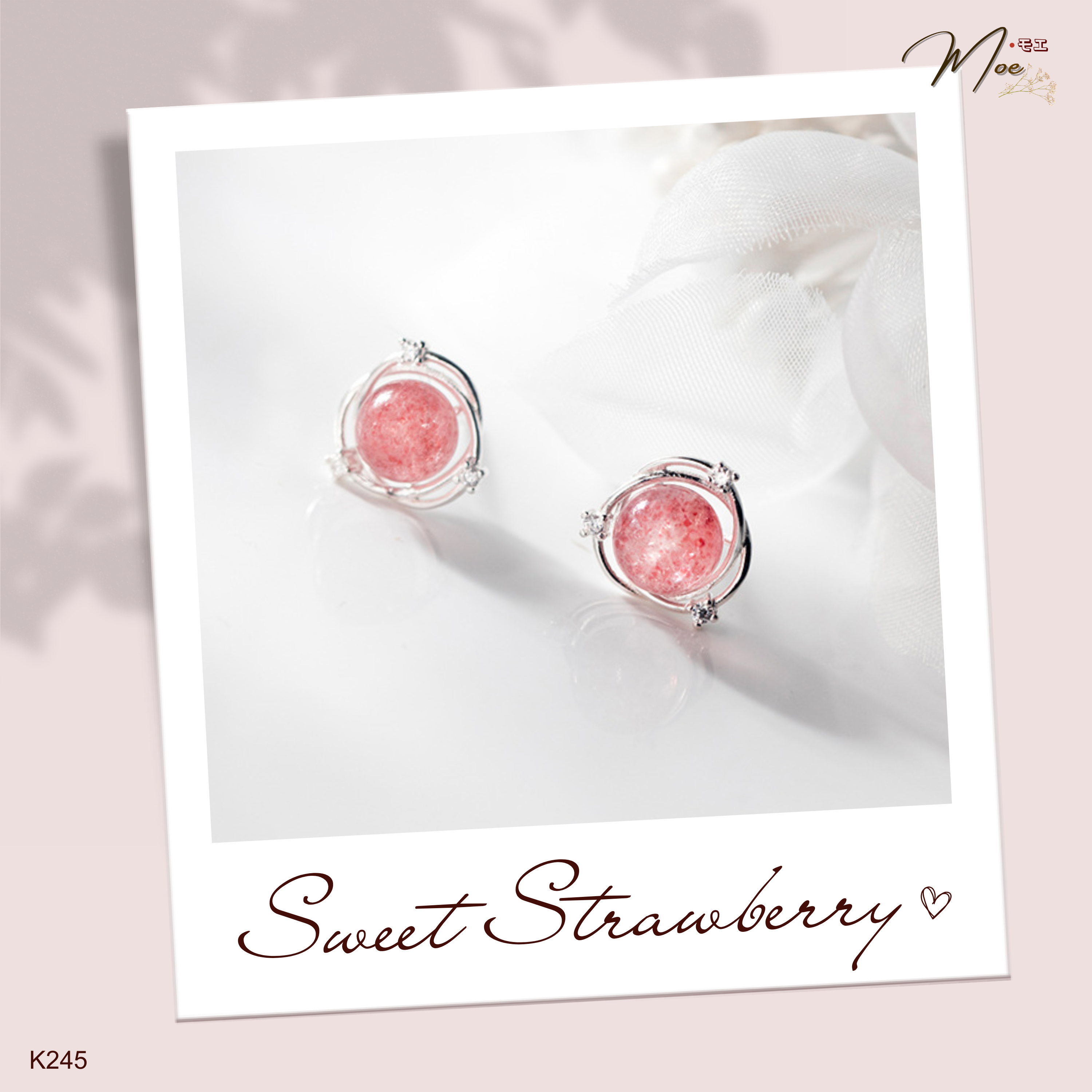 K245 - Khuyên tai dâu hồng ngôi sao