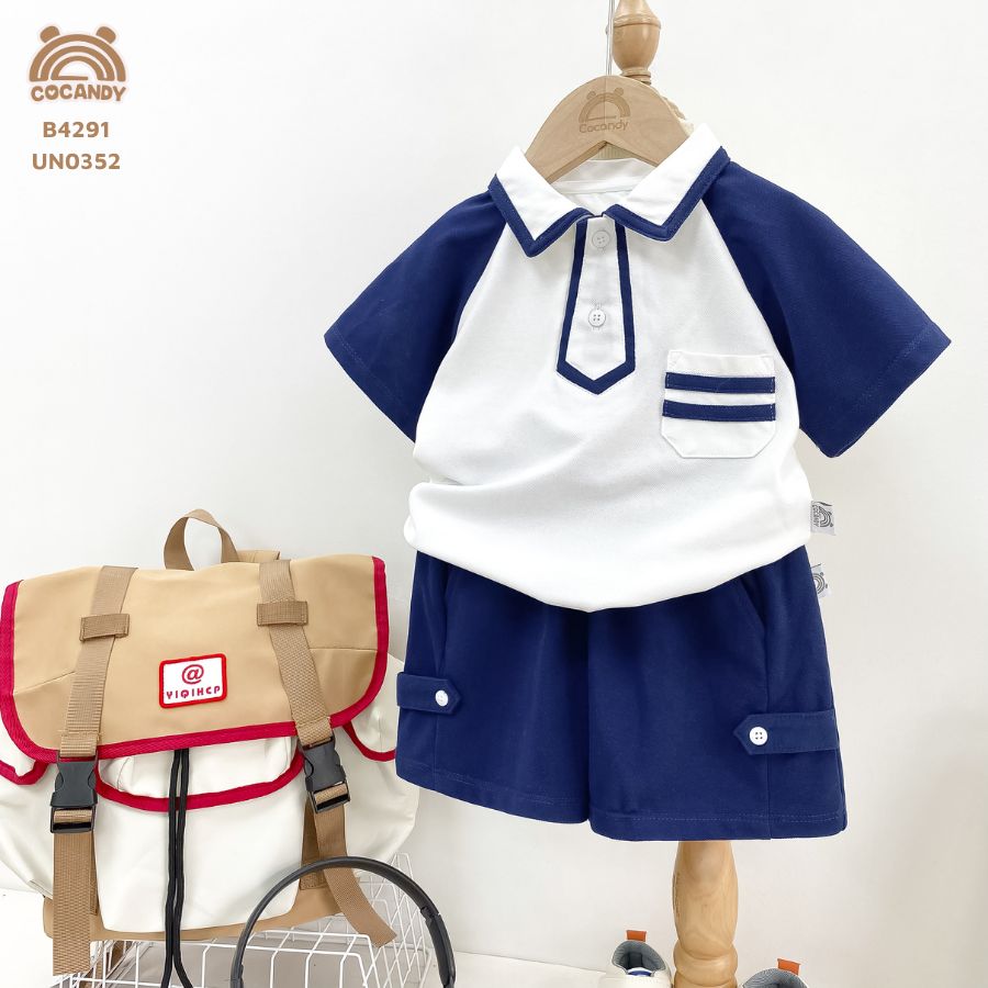 Bộ cộc TRẮNG phối xanh than giả cổ cà vạt_thumbnail_2