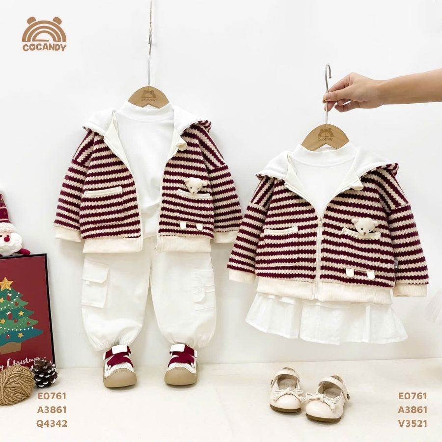 Áo khoác len dài kẻ ĐỎ mũ chóp_thumbnail_5