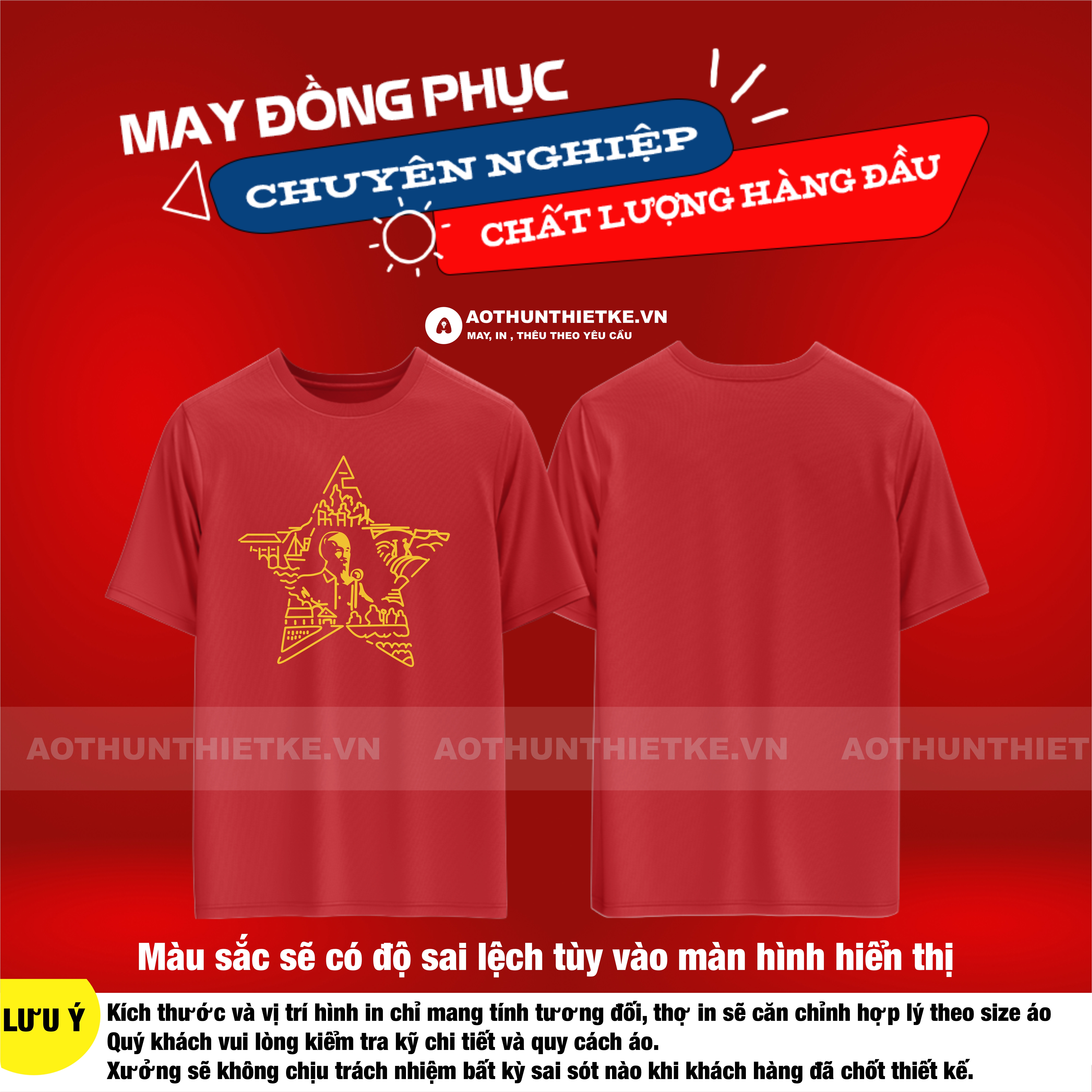 Áo Thun Sao Vàng In Hình Bác Hồ Đọc Bản Tuyên Ngôn Độc Lập