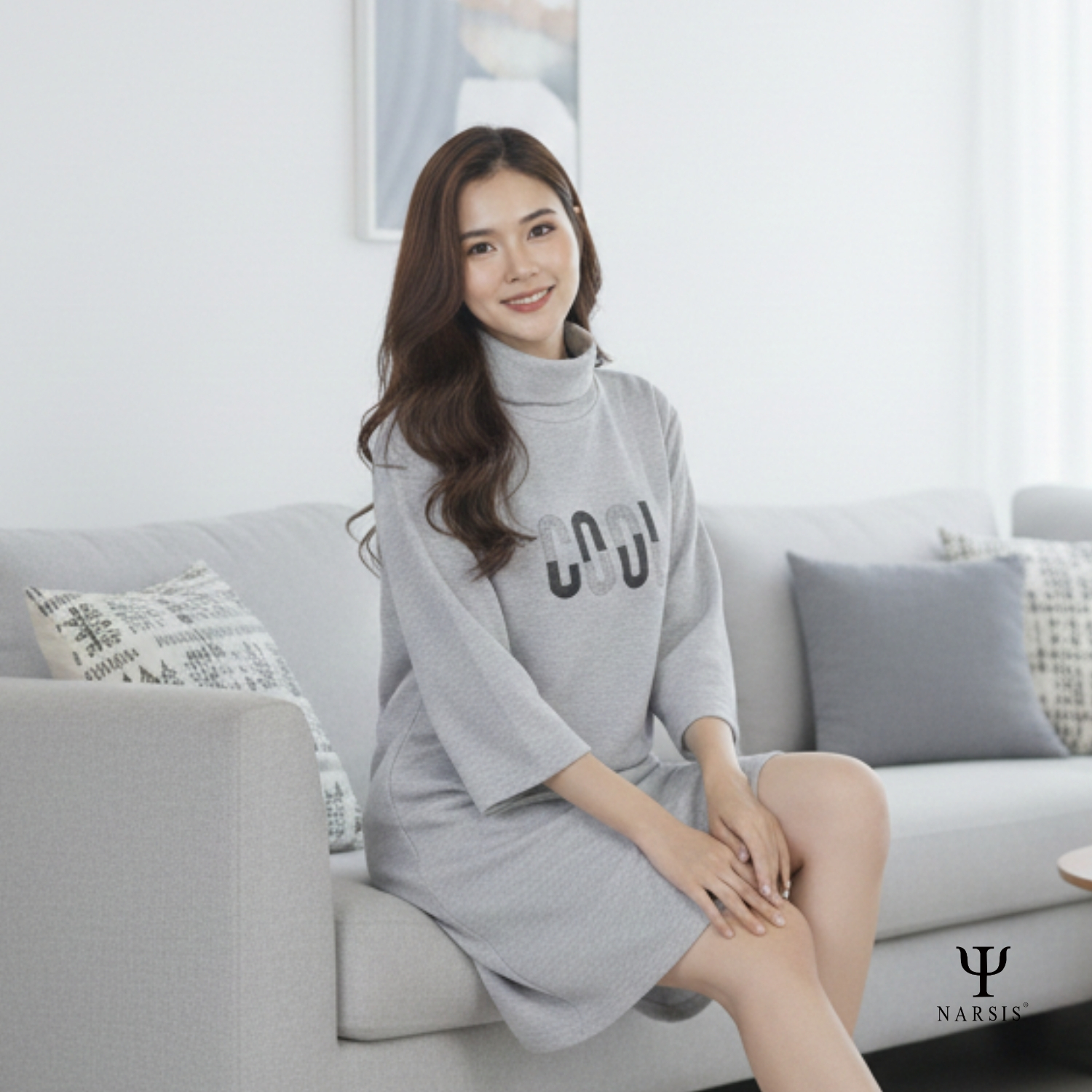 VÁY NỮ B8014 NARSIS VẢI LEN COTTON ẤM ÁP, THOÁNG MÁT, GIỮ ẤM TỐT, MỀM MẠI, GIỮ ẤM TỐT, MỀM MẠI_thumbnail_3