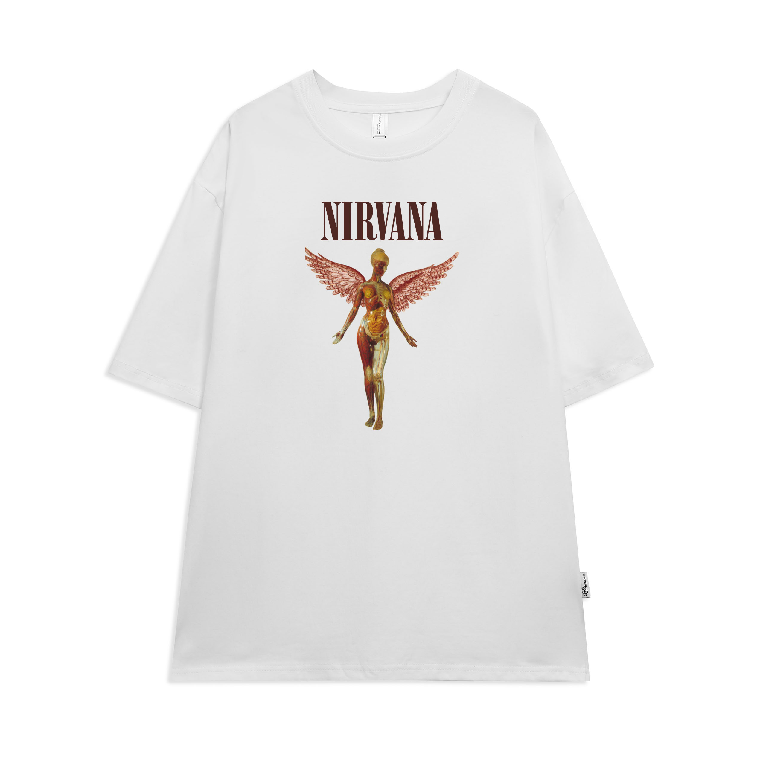 Áo thun nirvana form rộng đẹp tay lỡ oversize, áo thun nirvana form rộng tay lỡ hàn quốc cotton AT147 Miucho in logo_thumbnail_5