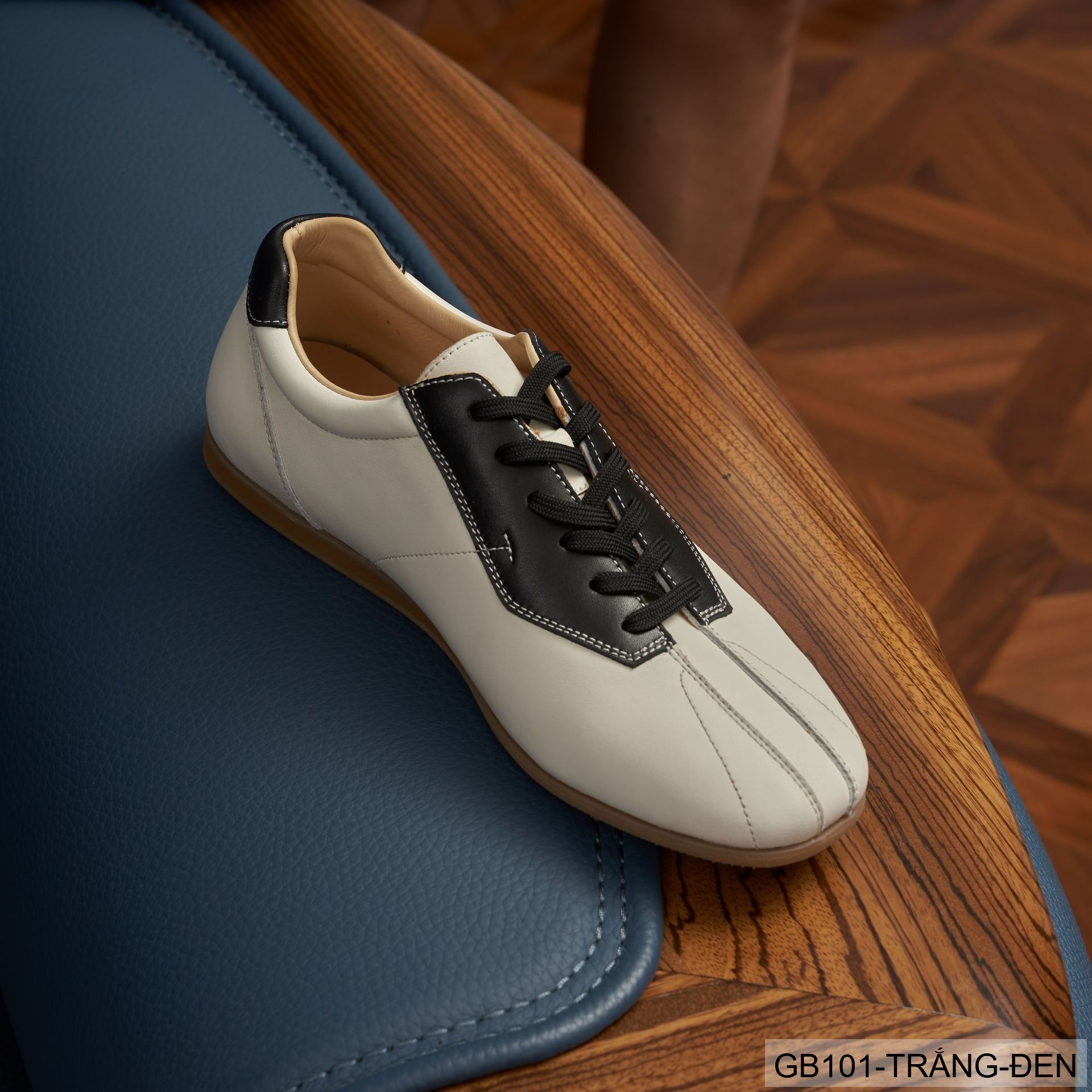GB101 - Giày thể thao nam phối màu trắng đen và trắng cà phê, đế cao su êm chân, phong cách casual_thumbnail_4