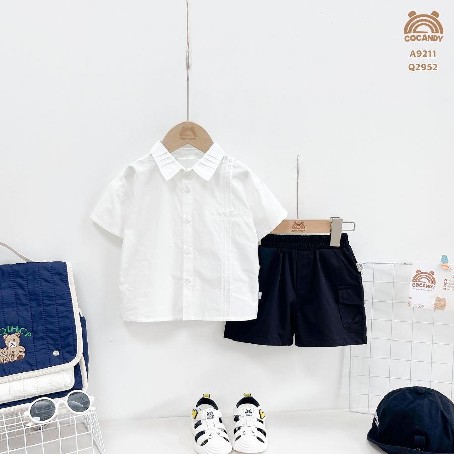 Áo cộc TRẮNG sơ mi ly cổ