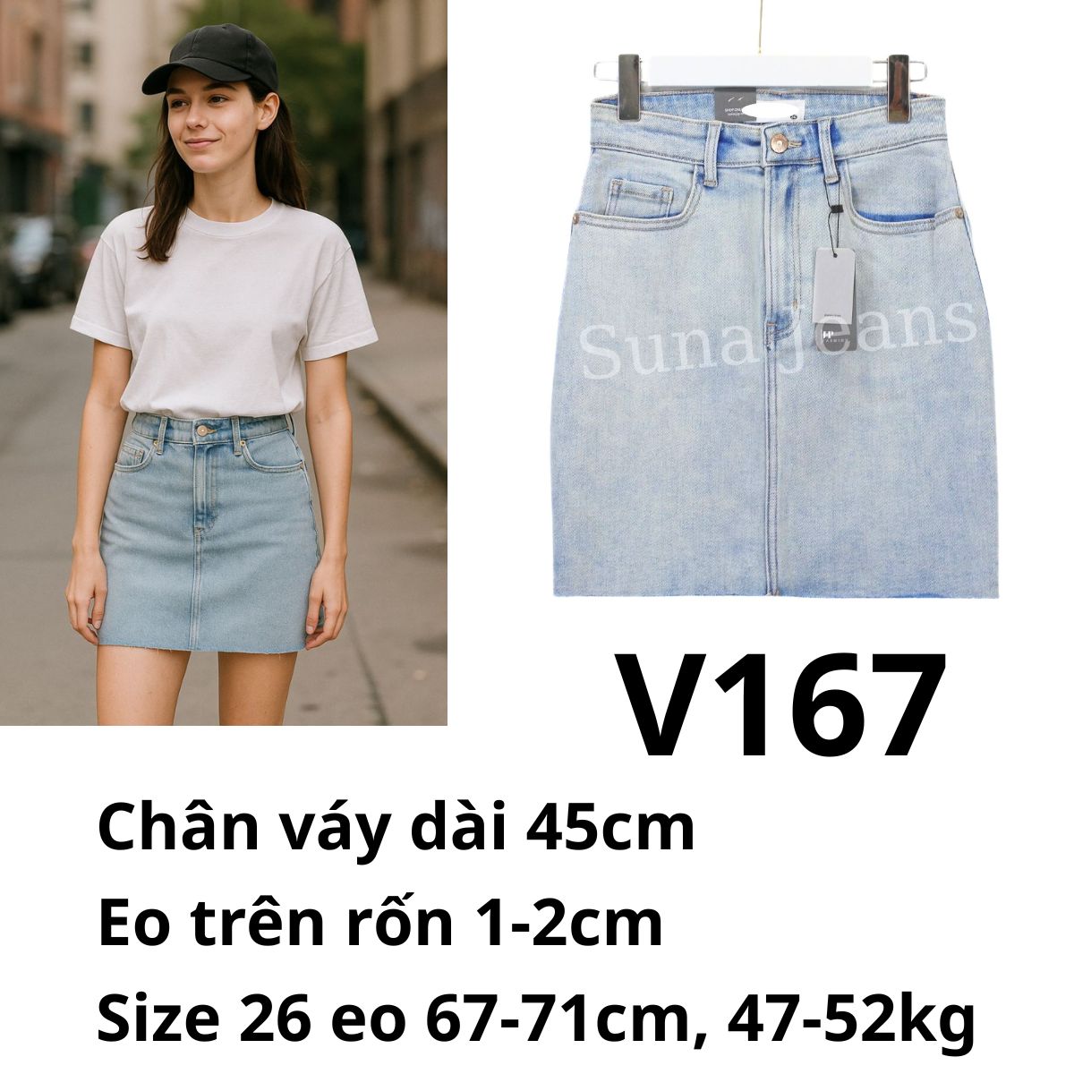 V167- CHÂN VÁY JEANS JH