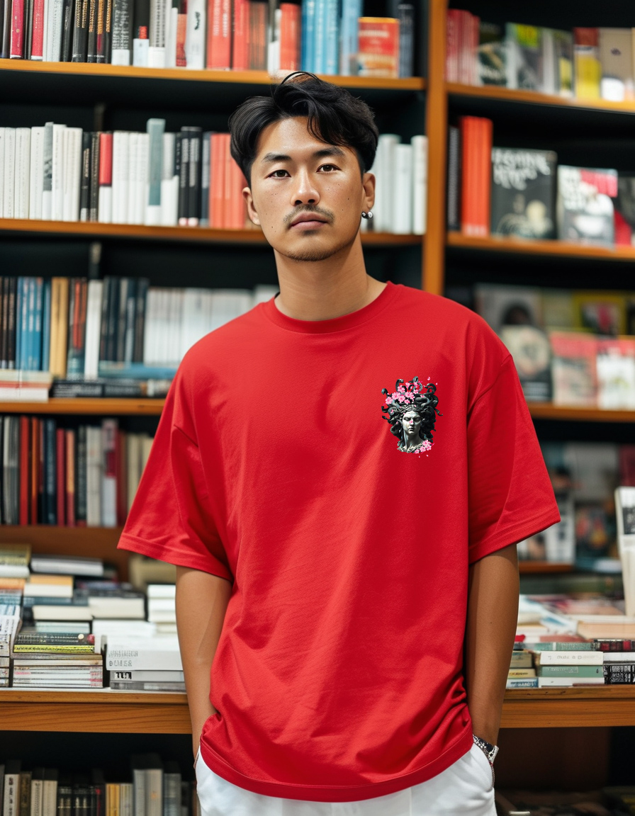 Áo phông tết form rộng cổ tròn vải cotton 4c co giãn thoáng mát 1824 Miucho Iconic in graphic_thumbnail_3