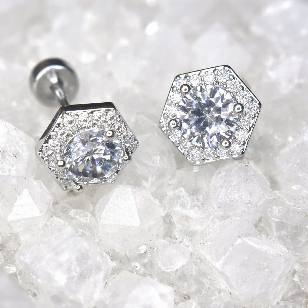 Khuyên kiểu đá xanh hợp kim lục giác bi vặn_thumbnail_3