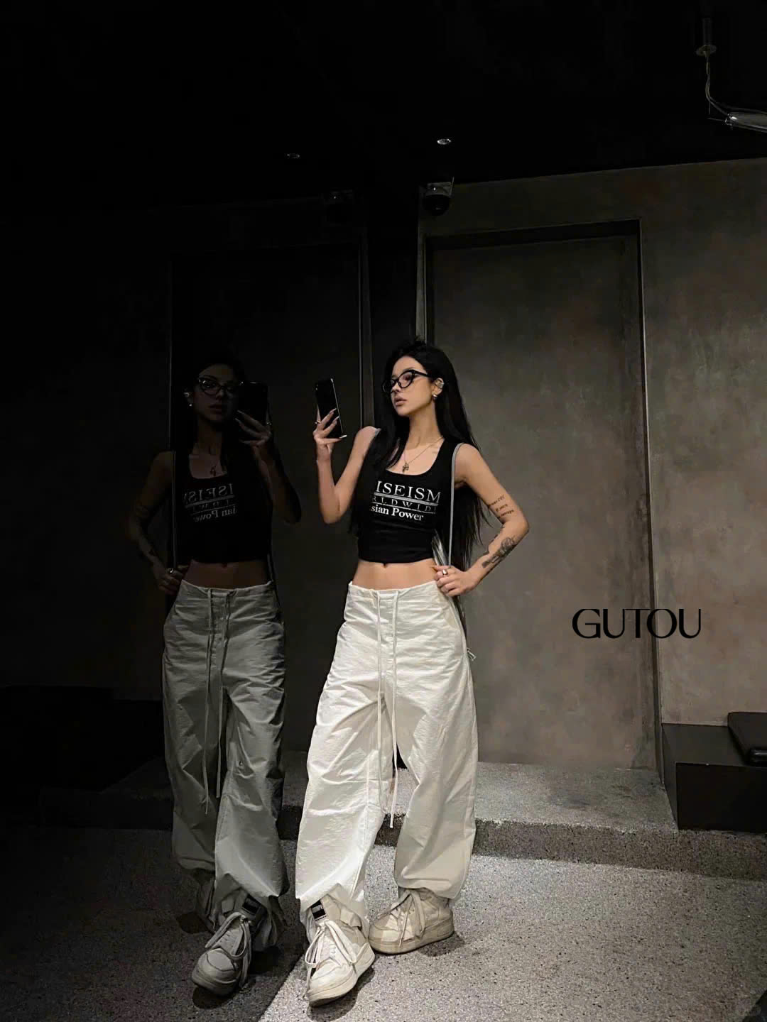 [ GUTOU ] Áo Ba Lỗ Thun Gân In Chữ Power_thumbnail_4