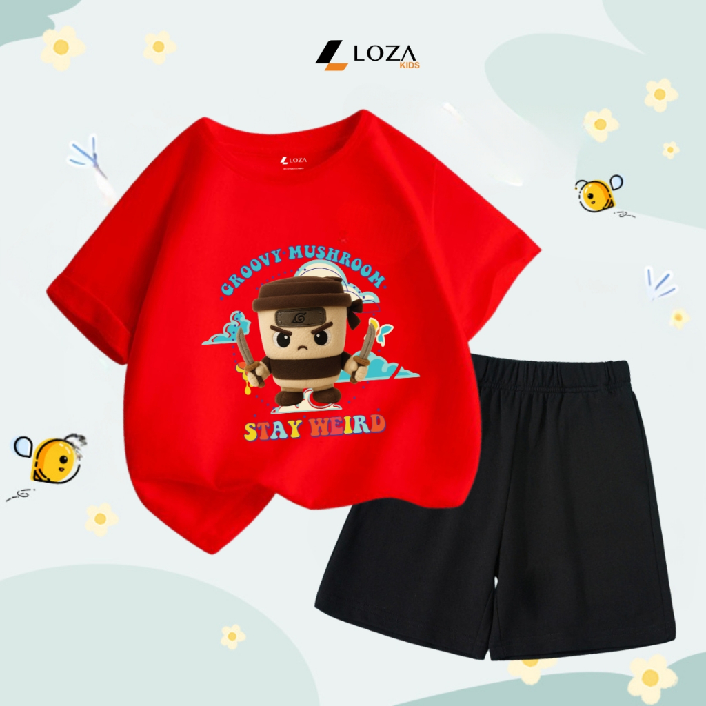 Bộ đồ bé trai in hình 'Cappuccino Stay Heird' - Loza SB404_thumbnail_0