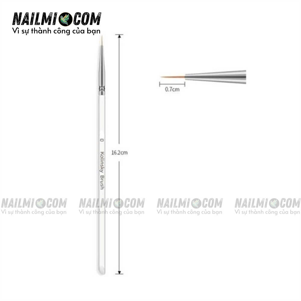 Cọ nét - cọ râu vẽ móng tay - 7mm - Kolinsky - cán trong