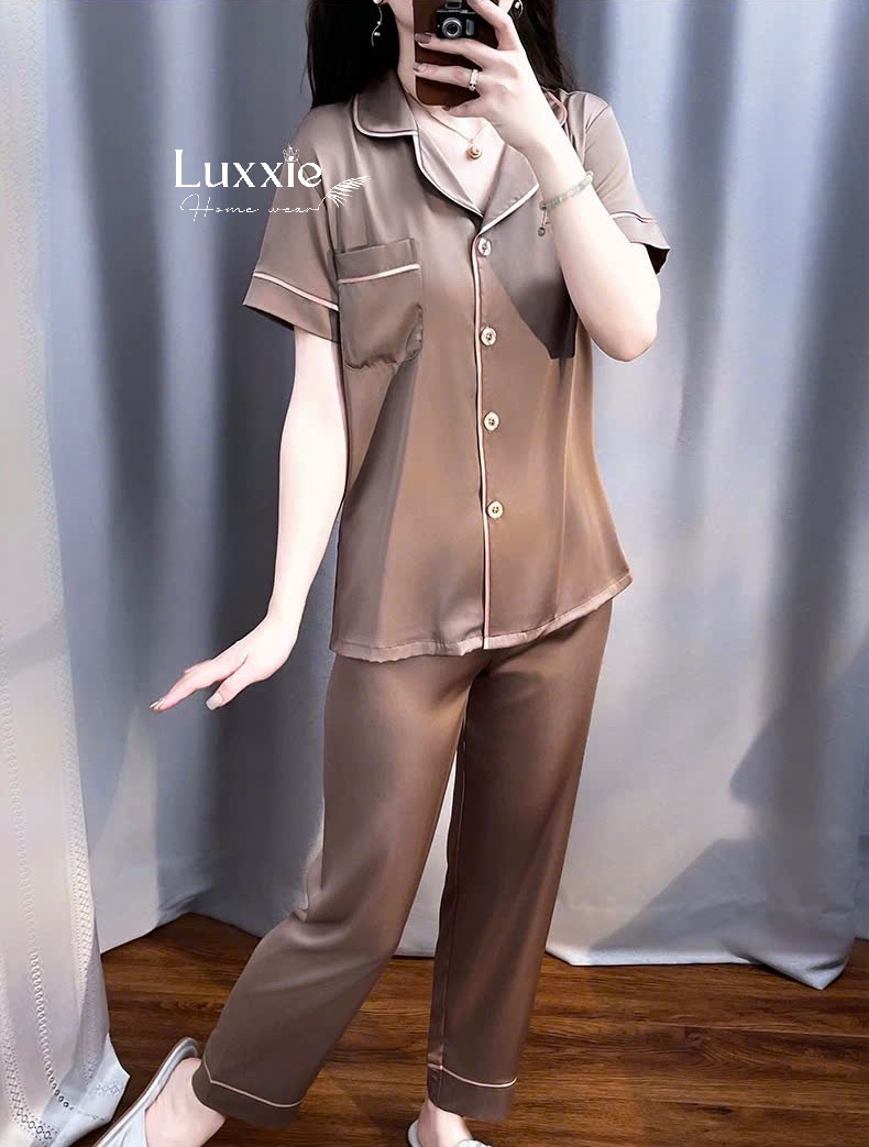 N114B Pijama lụa trơn bo viền chỉ cộc tay_thumbnail_10