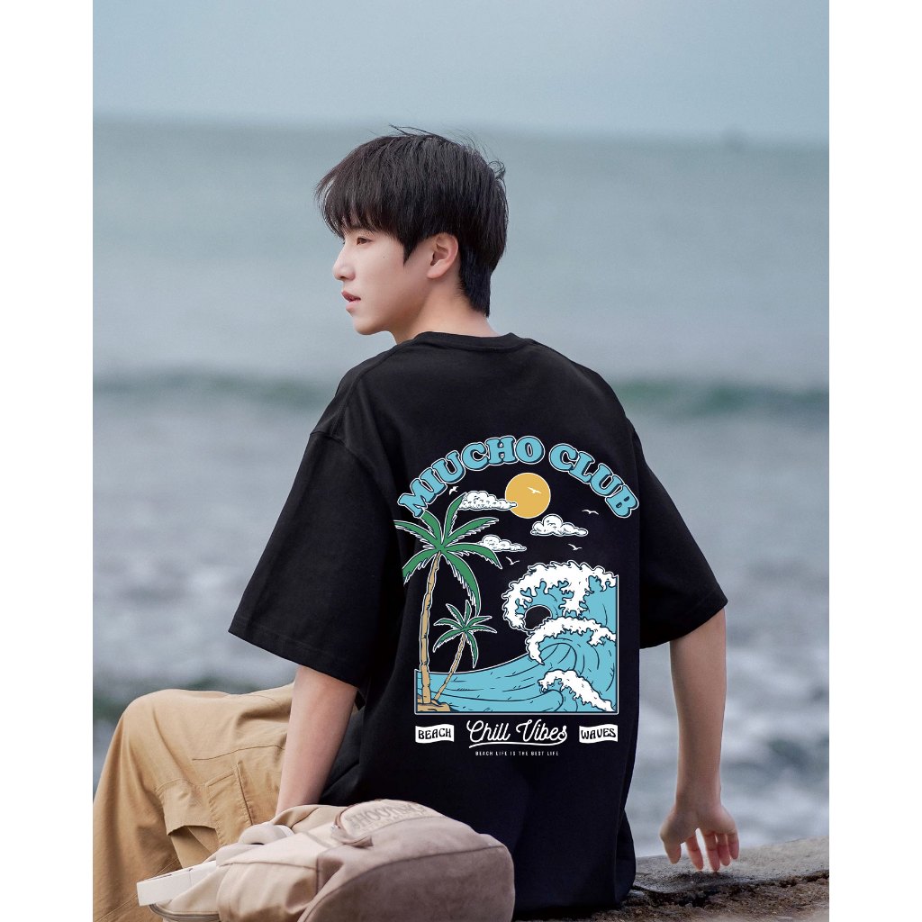 Áo phông nam mùa hè đi biển form rộng nhiều màu ATD1034 Miucho Man tay ngắn cổ tròn in mix_thumbnail_6