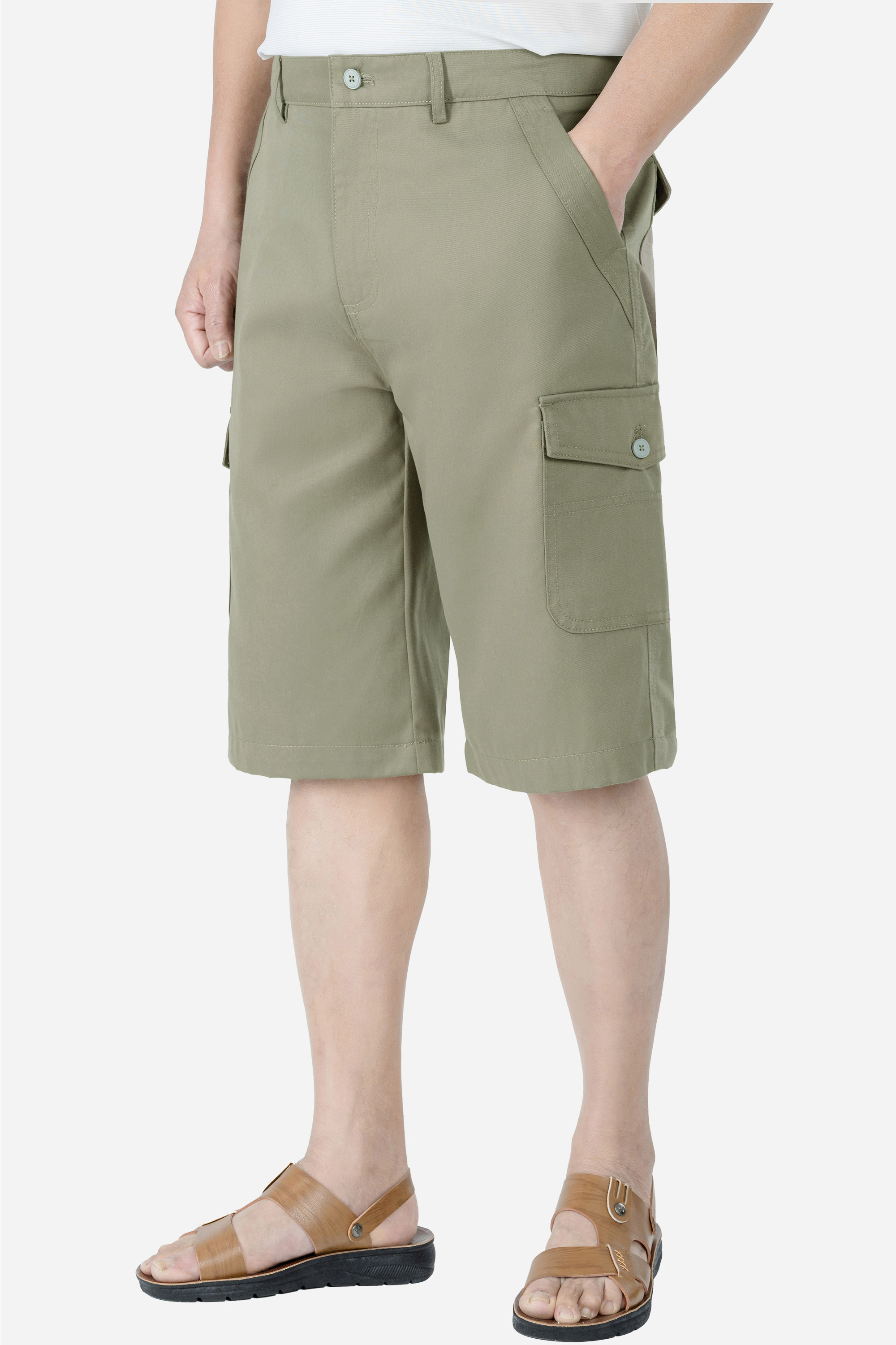 Quần Soọc Kaki Túi Hộp Nam Trung Niên ANCHI Dáng Suông Dài Qua Gối Màu Vỏ Đỗ_thumbnail_2