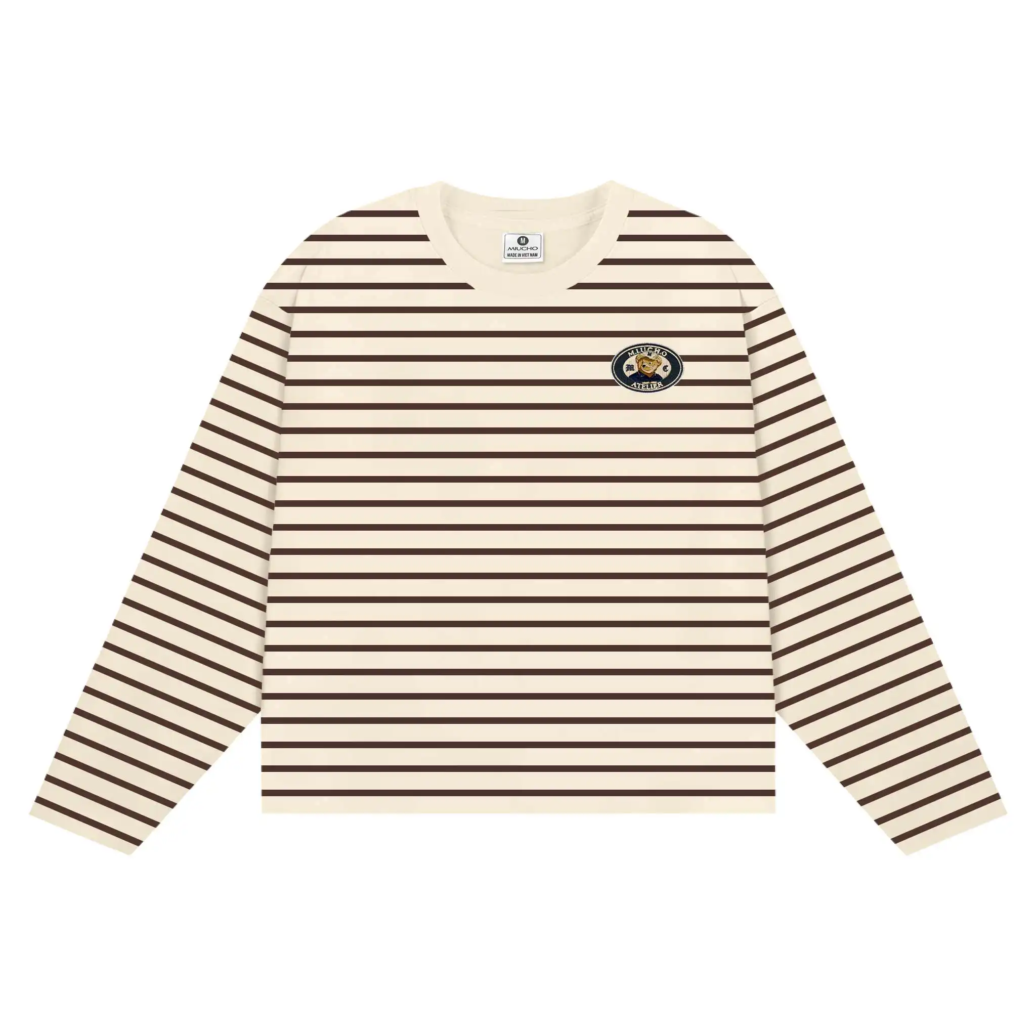 Áo thun boxy nữ Miucho vải bo rip thoáng mát tay dài kẻ sọc cổ tròn hình nhỏ basic in mix 2706_thumbnail_3