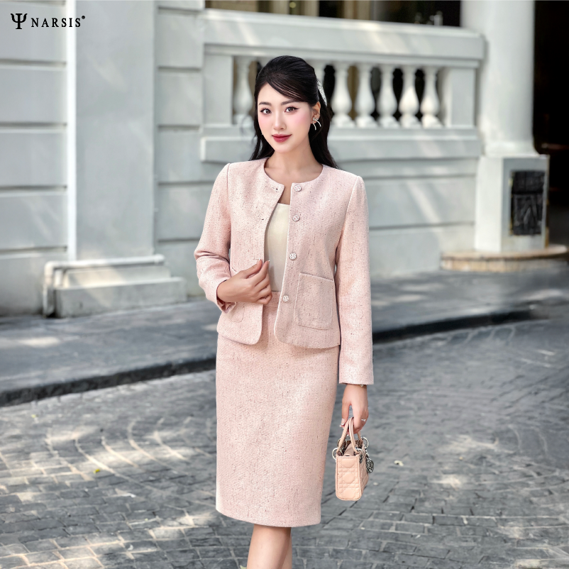 Set Dạ Nữ Narsis M24034 Chất Liệu Tweed Mềm Mịn, Thiết Kế Sang Trọng, Phù Hợp Mặc Tết_thumbnail_5