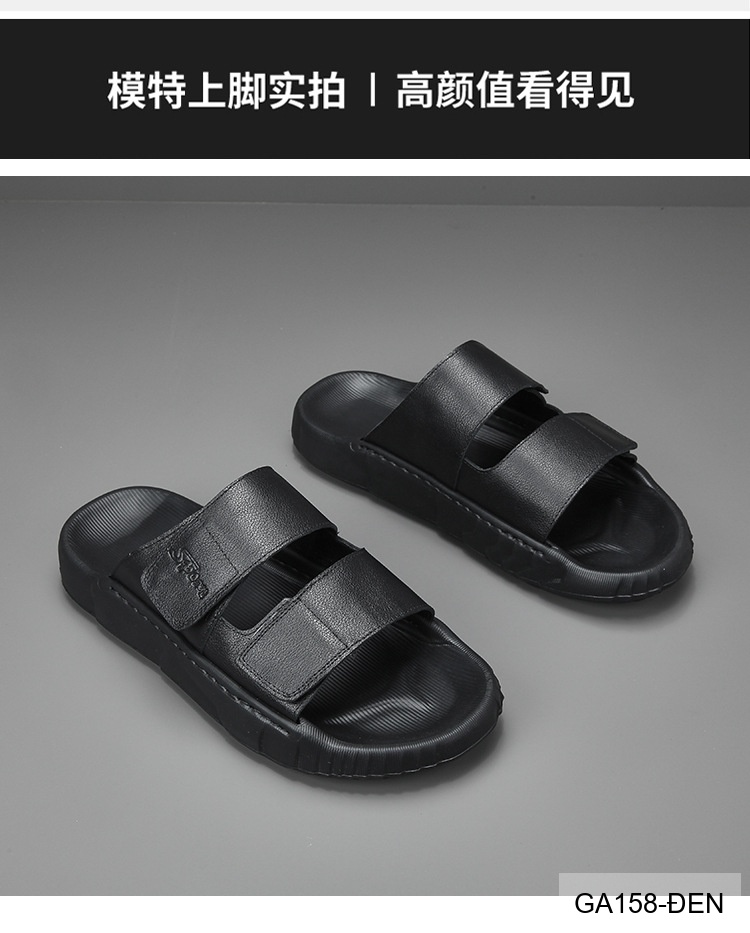 GA158 - Dép Nam Đế Dày Thời Trang Dây Dán Velcro Chất Liệu Da Bò Thoáng Khí_thumbnail_4