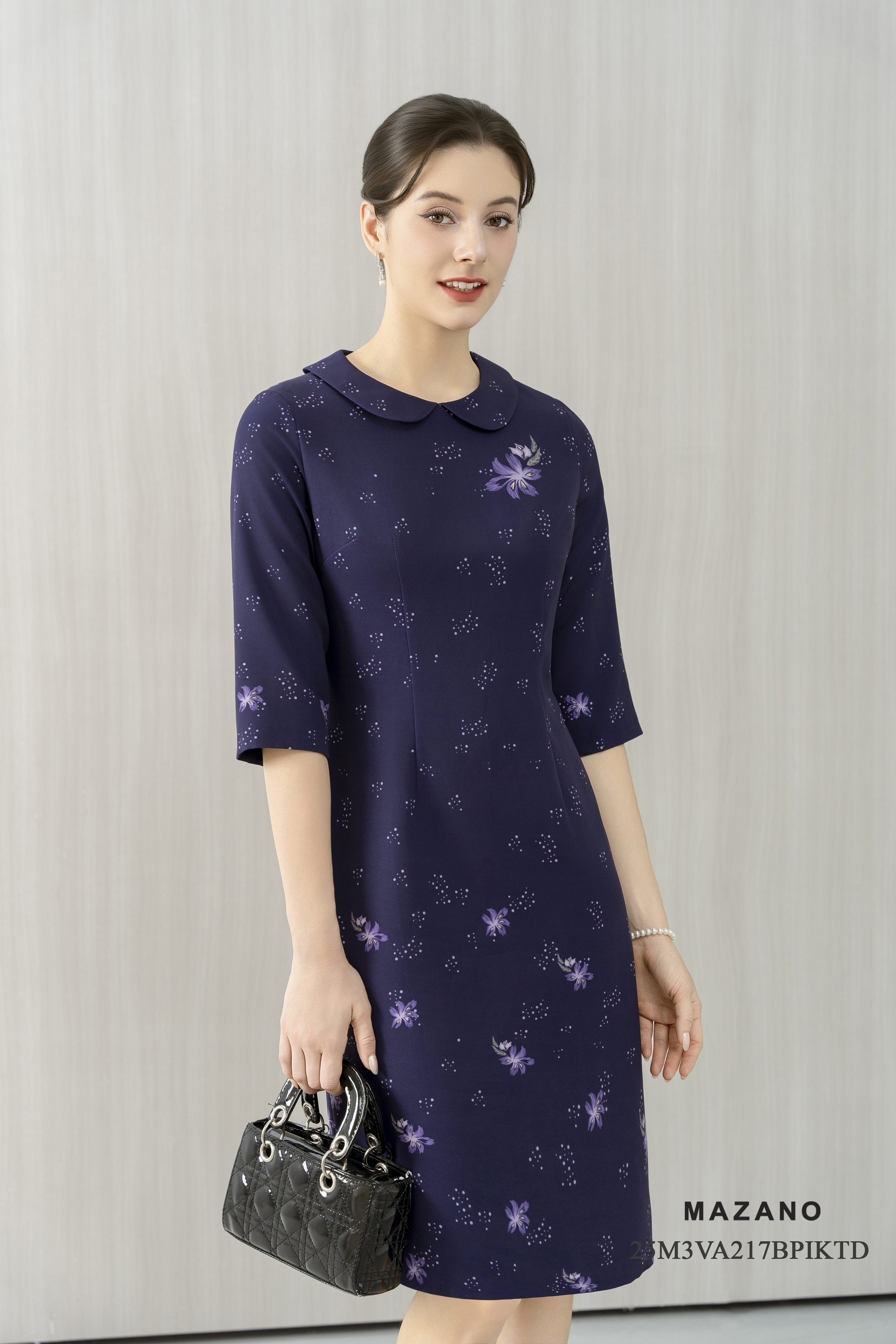 Váy Đầm suông  Vải thô  Cổ nằm cách điệu Tay lỡ Dài tới bắp