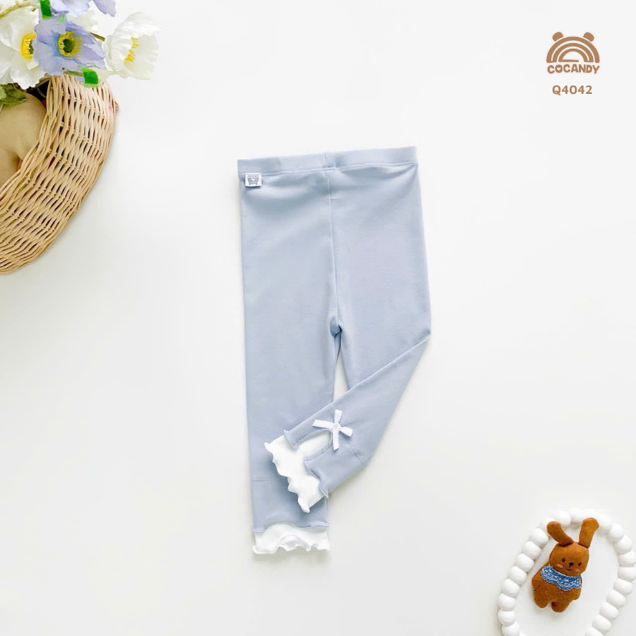 Quần dài legging XANH phối TRẮNG gấu sóng nơ_thumbnail_1