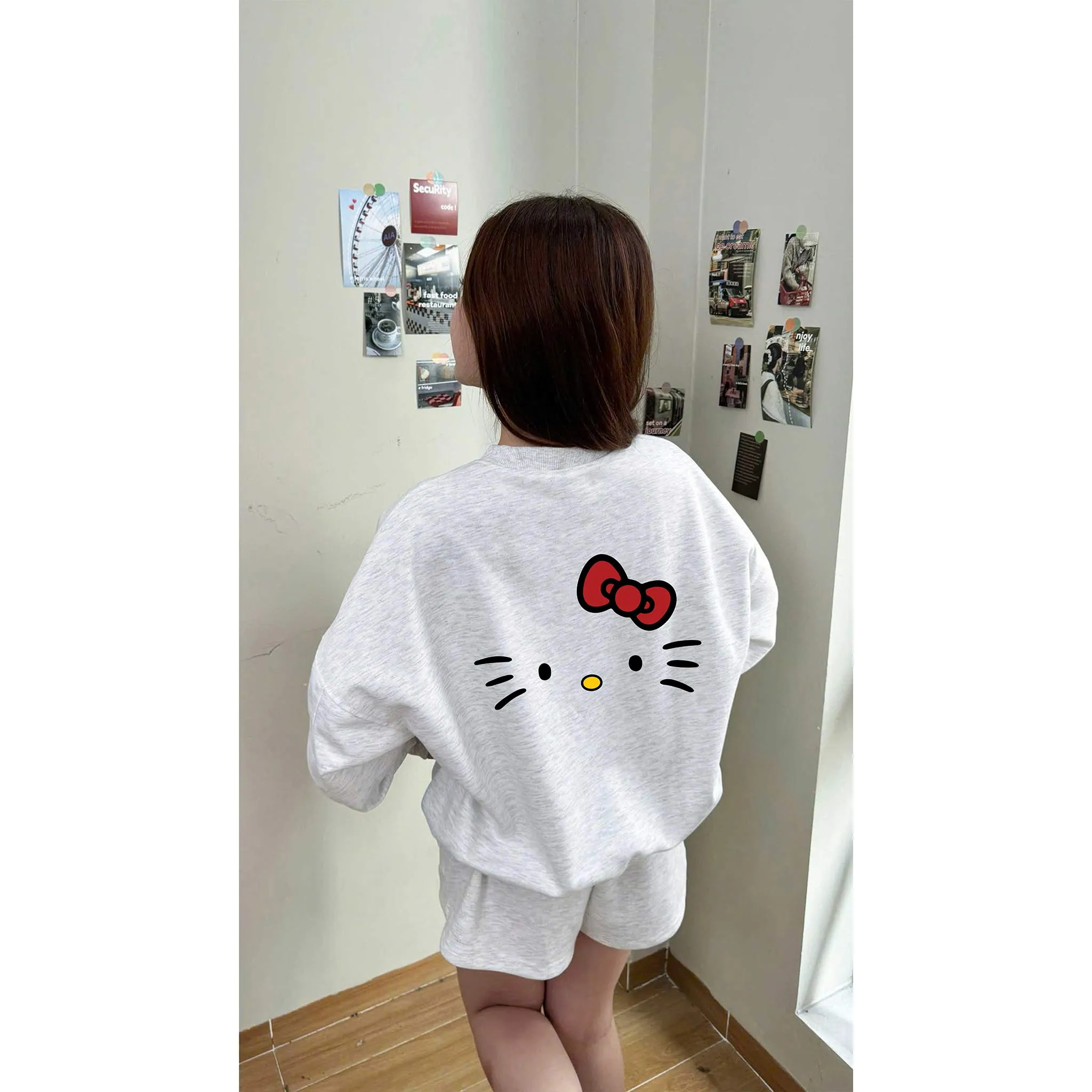Áo Sweater form boxy Miucho nỉ 2 da cao cấp thoáng mát mềm mại Hello Kitty in mix 2702_thumbnail_3